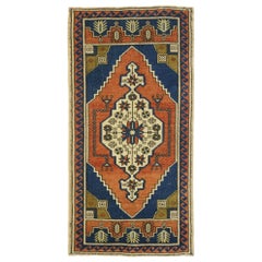 Vintage Turkish Oushak Accent Rug, Yastik Scatter Rug with Rustic Italian Style