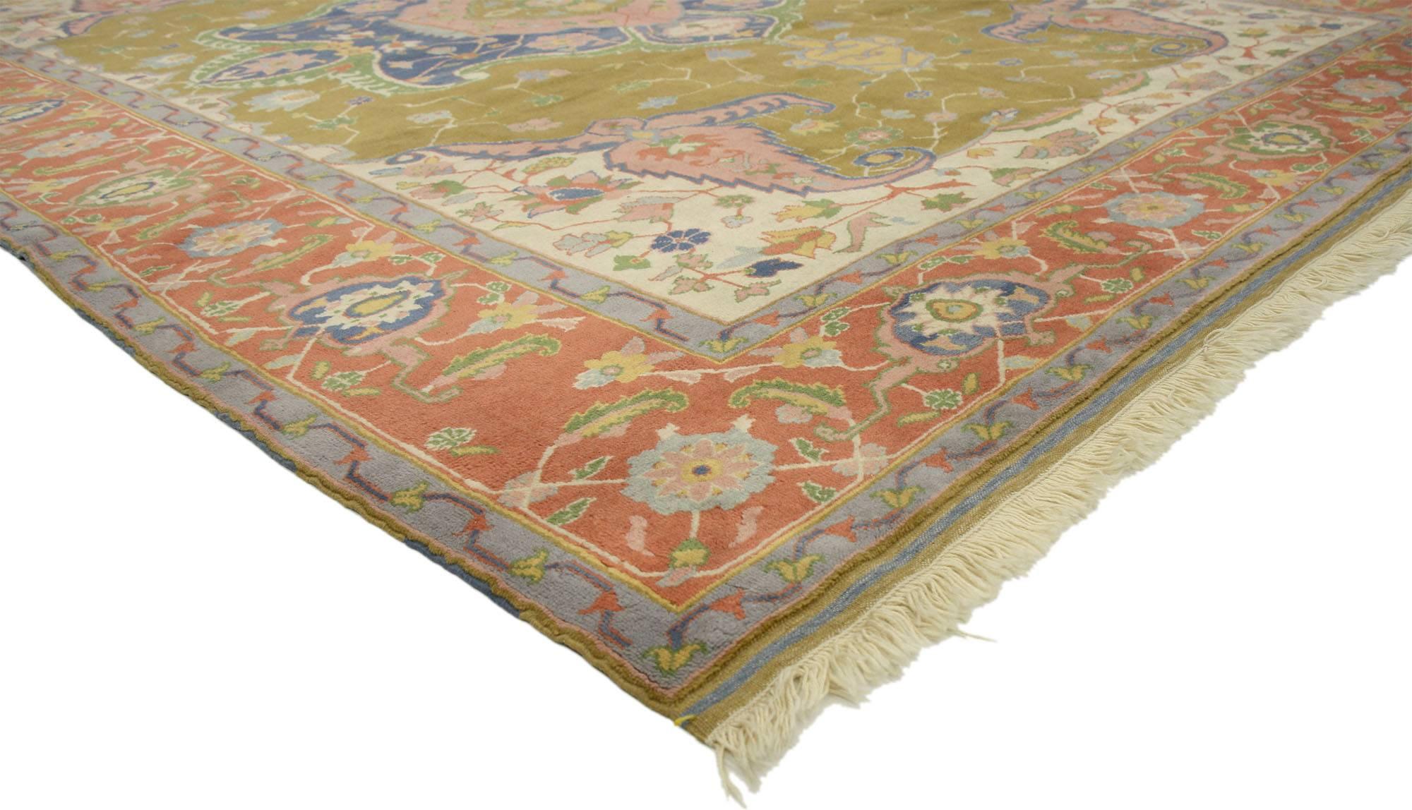 Alfombra turca vintage Oushak de Anatolia con estilo retro bohemio mediterráneo Turco en venta