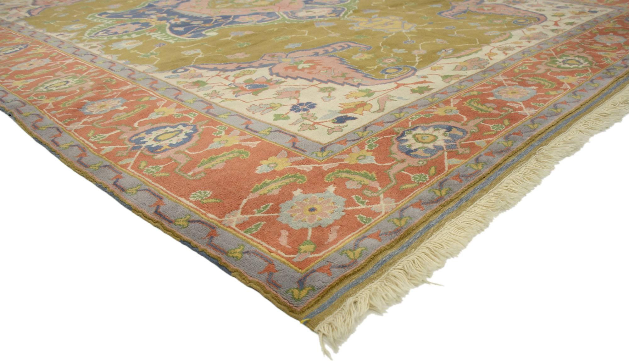 Turc Tapis turc vintage d'Oushak d'Anatolie avec style méditerranéen rétro bohème en vente