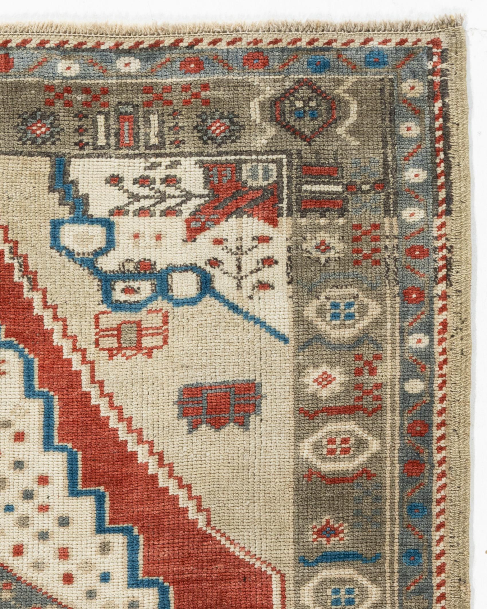 Wool Vintage Turkish Oushak Area Rug  2'11 x 3'9 For Sale