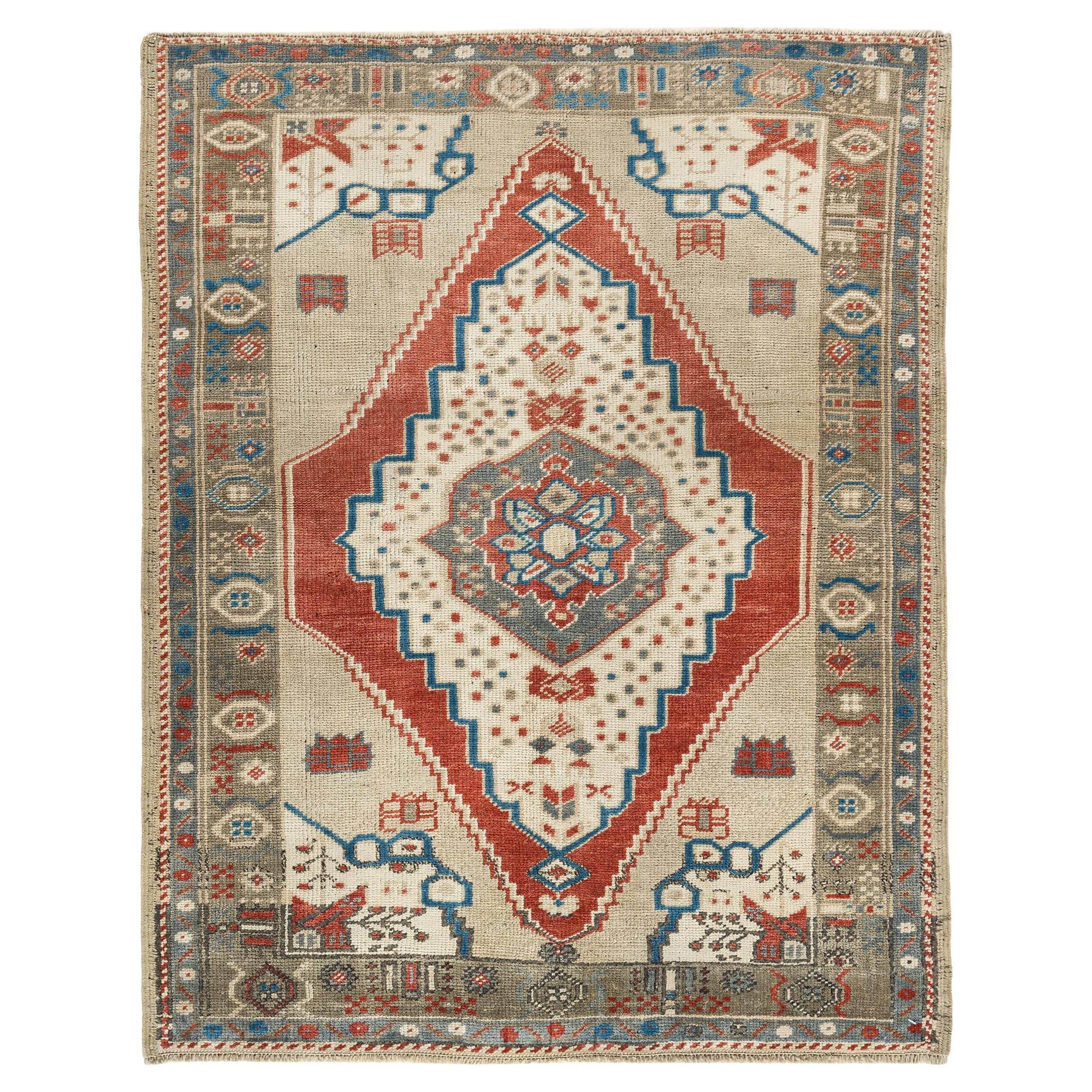 Tapis turc vintage d'Oushak  2''11 x 3''9