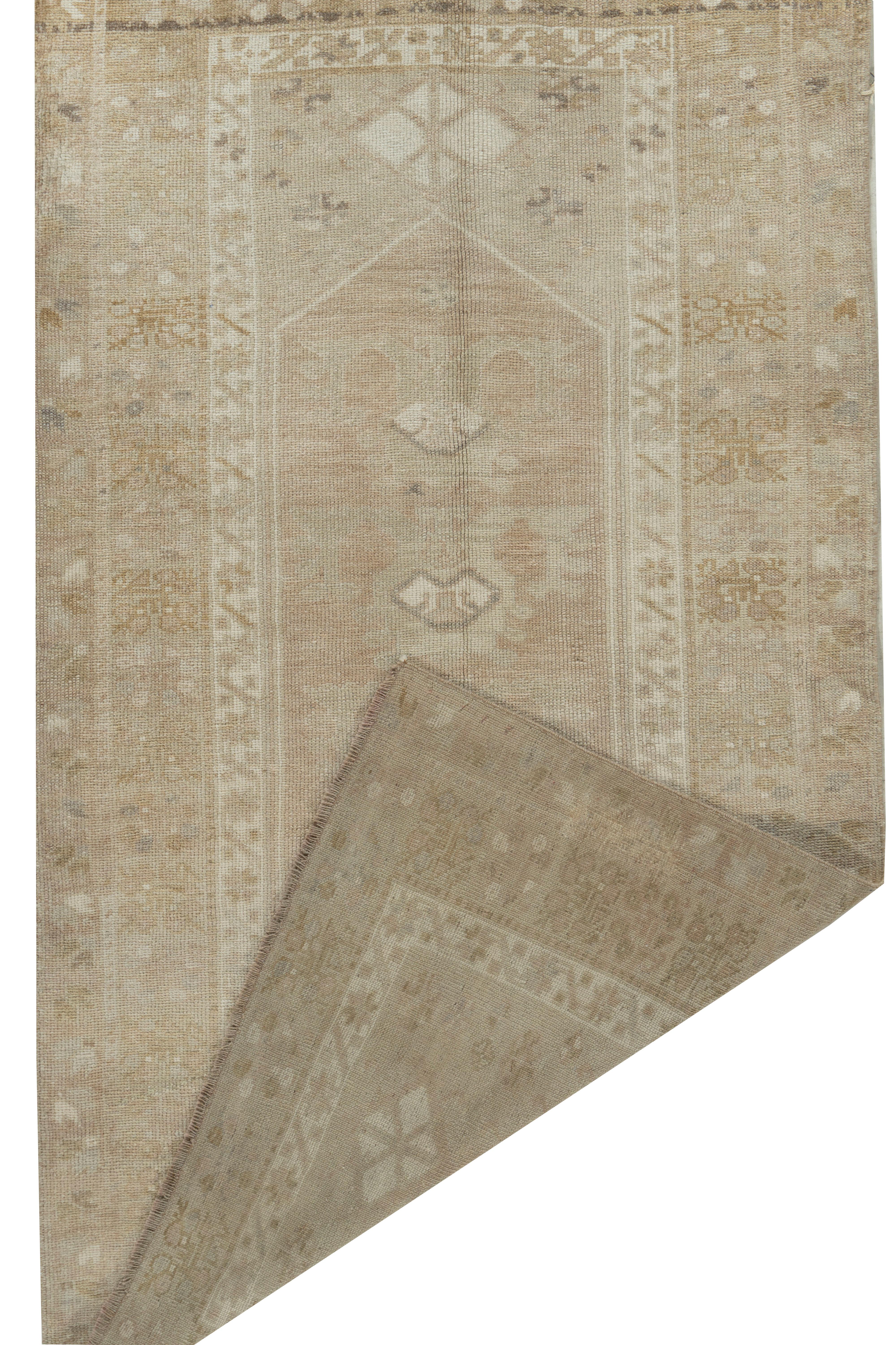 Alfombra turca vintage de lana marrón anudada a mano Oushak Anudado a mano en venta