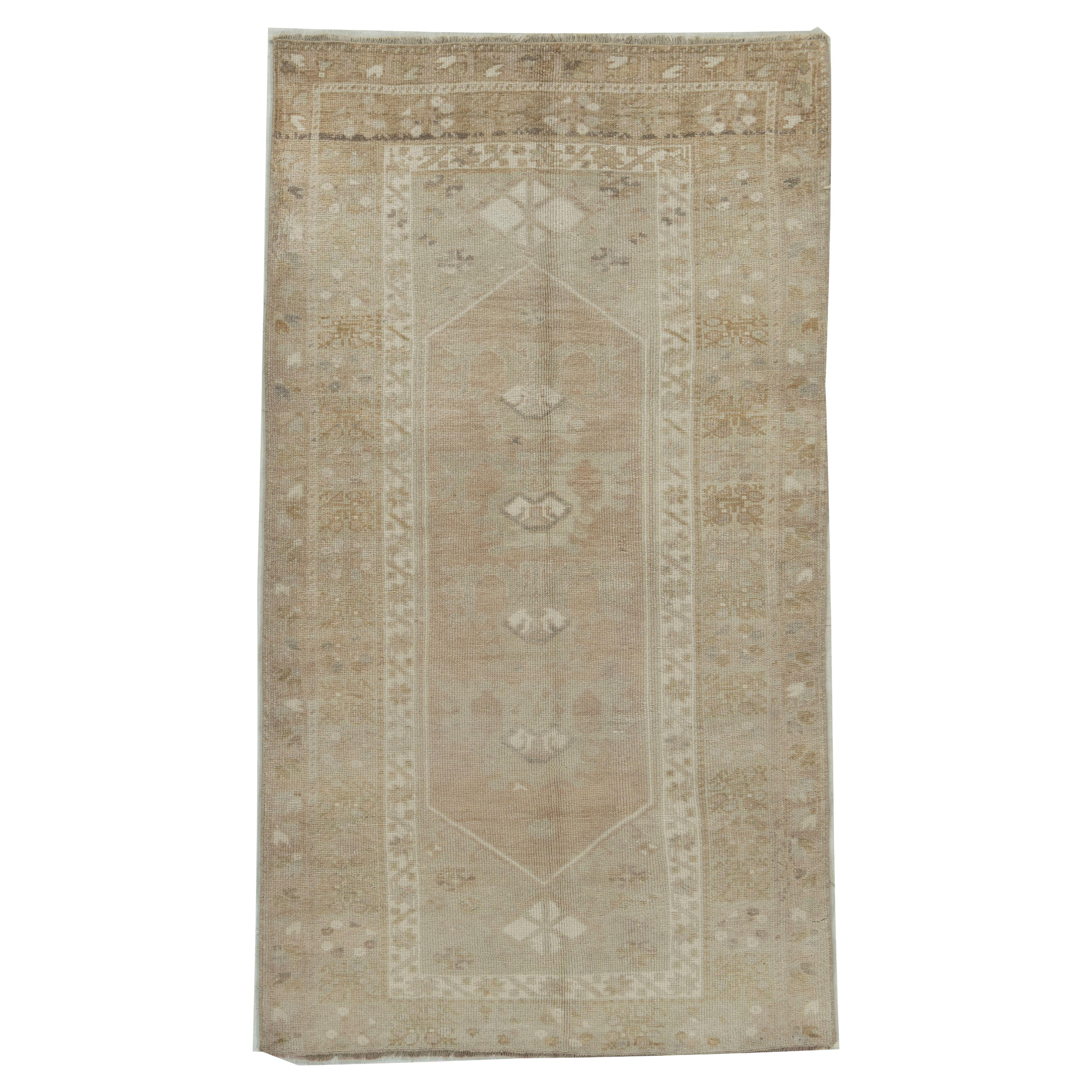 Vintage Turkish Orange Brown Hand Knotted Wool Oushak Area Rug