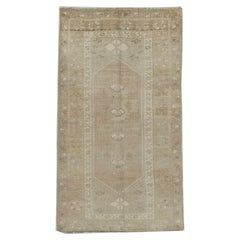 Vintage Turkish Orange Brown Hand Knotted Wool Oushak Area Rug