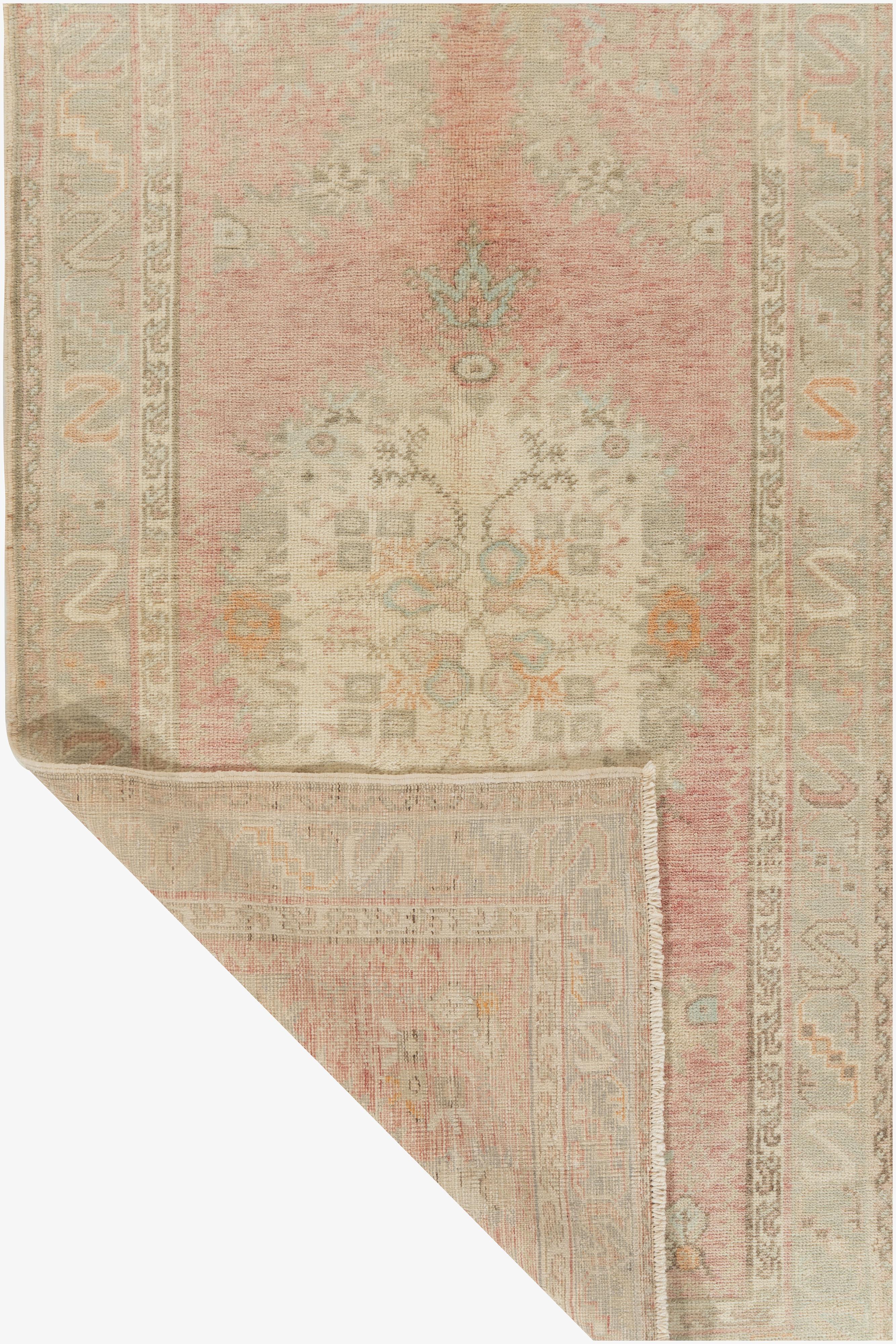 Türkischer Oushak-Teppich im Vintage-Stil 3'4 X 5'1 im Angebot 2