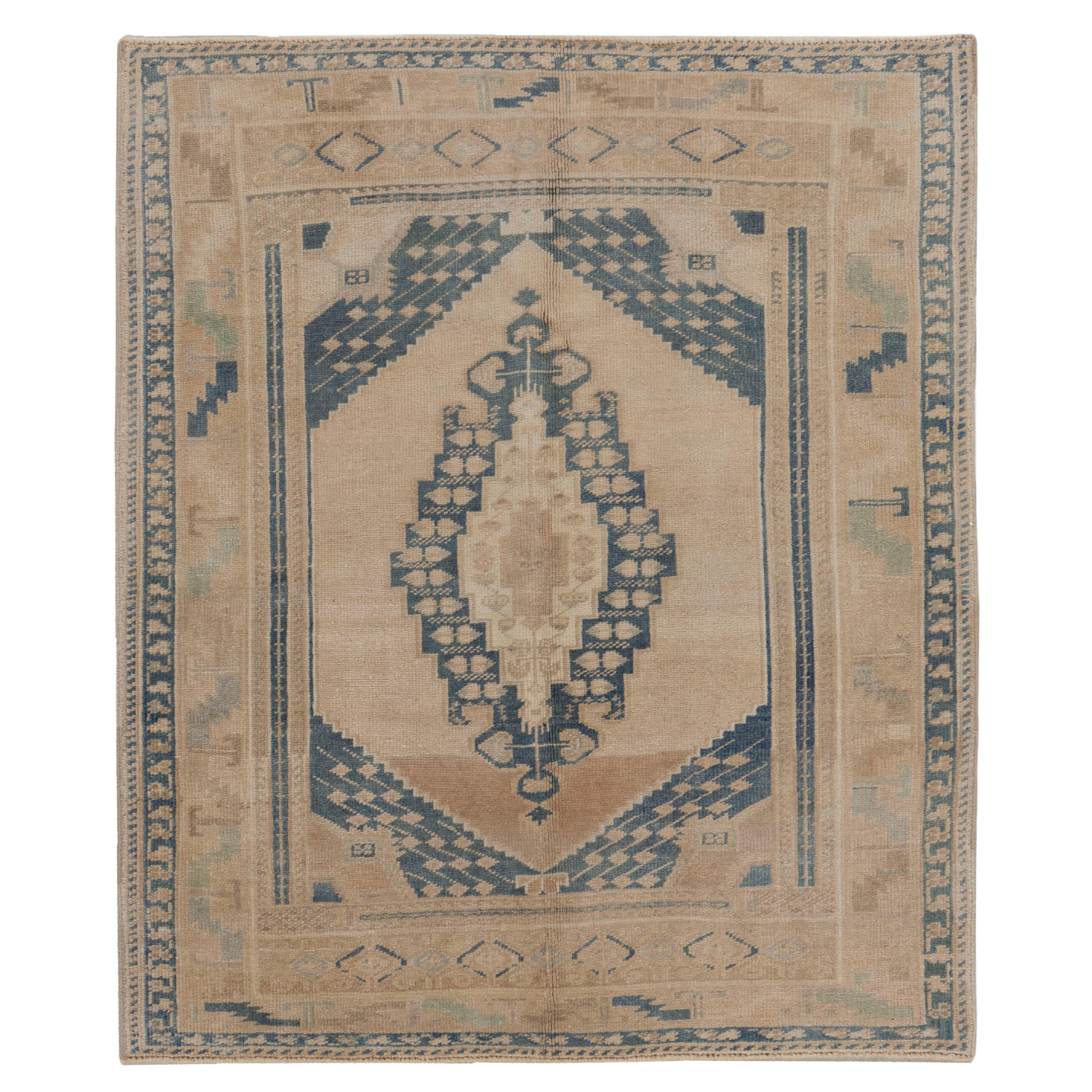Türkischer Oushak-Teppich im Vintage-Stil 3'6x4'1