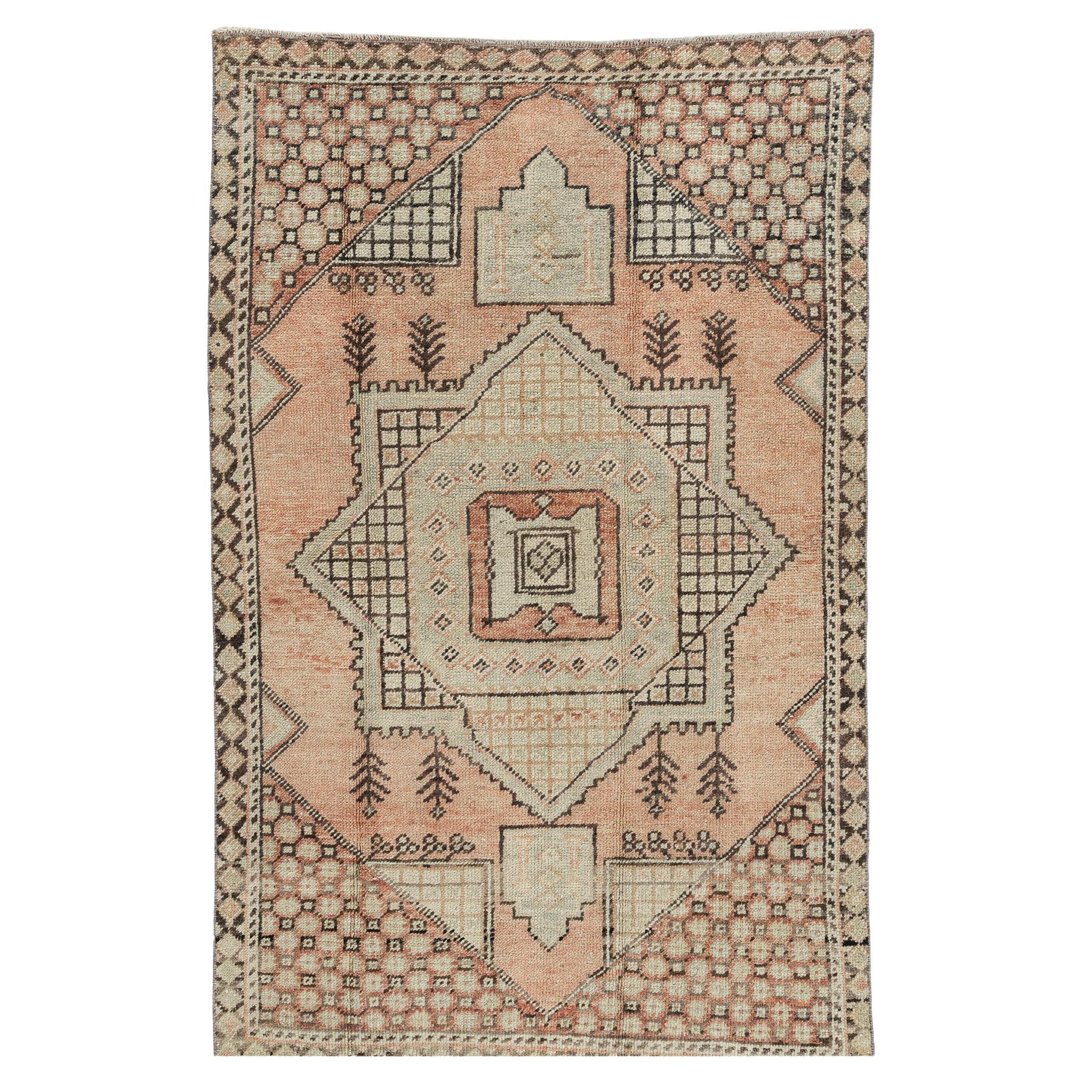 Vintage Turkish Oushak Area Rug, 3'7 X 5'8
