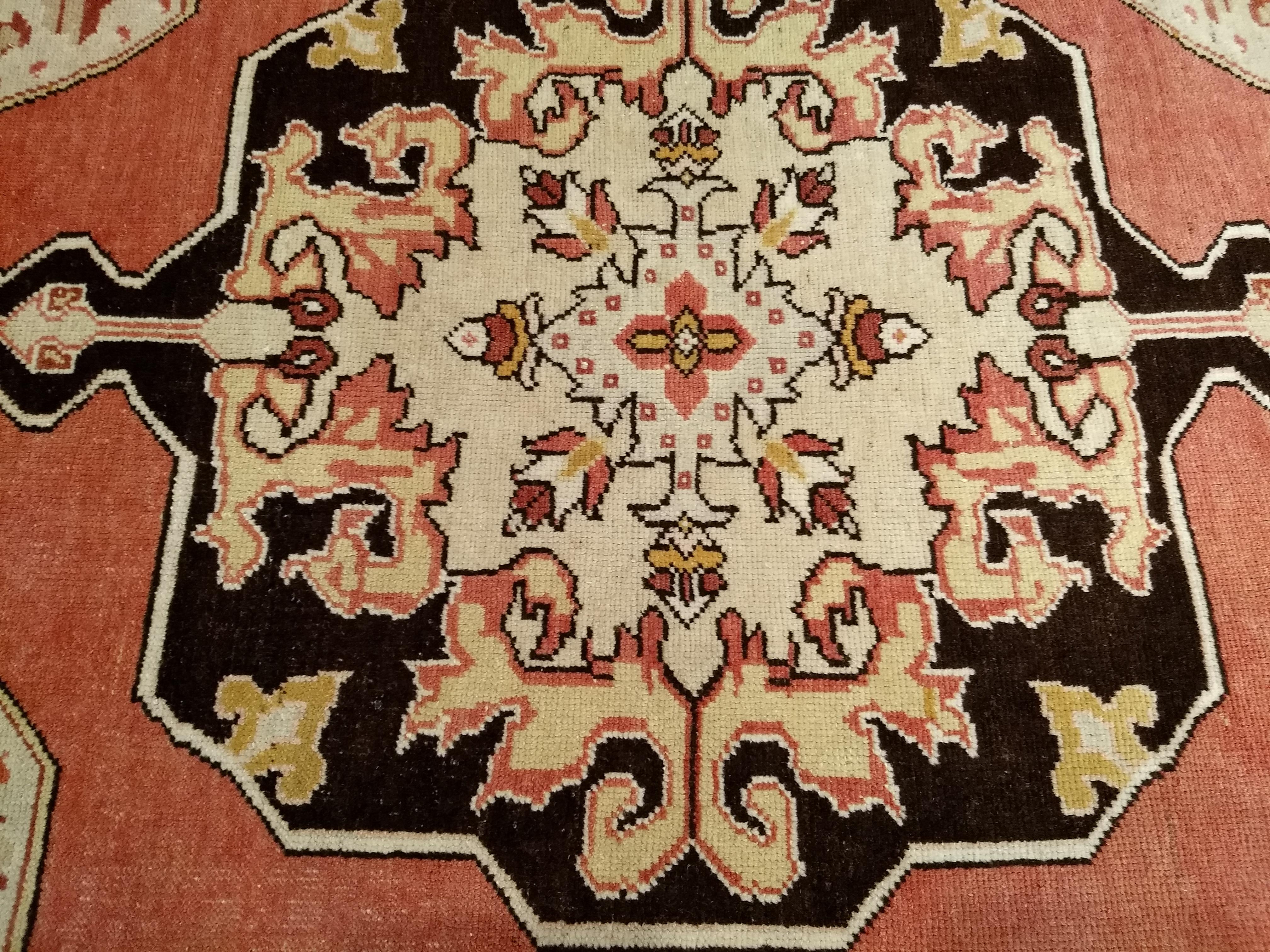 Vintage Turkish Oushak Area Rug in Pale Pink, Brown, and Ivory Colors For Sale 3