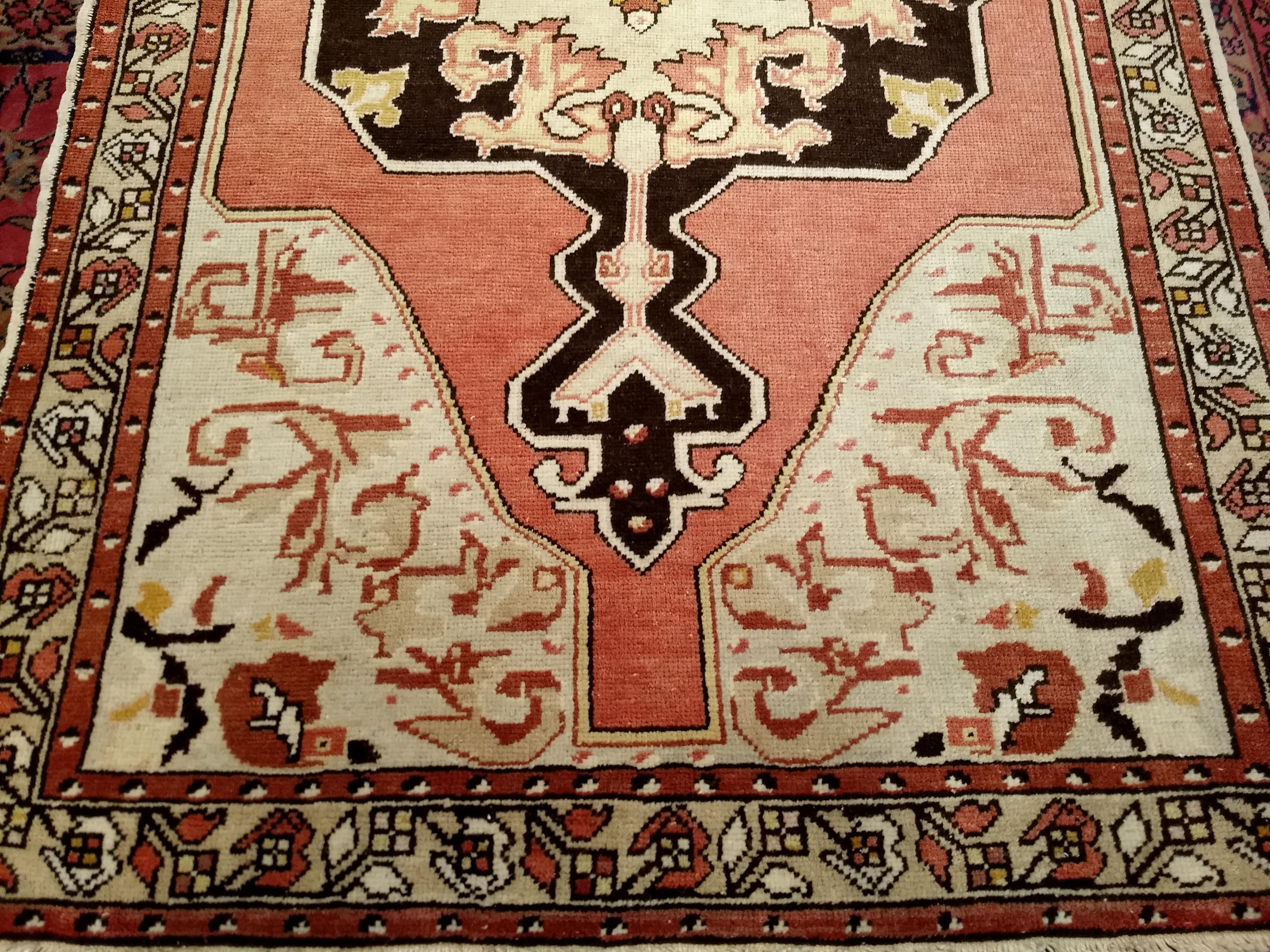 Vintage Turkish Oushak Area Rug in Pale Pink, Brown, and Ivory Colors For Sale 6
