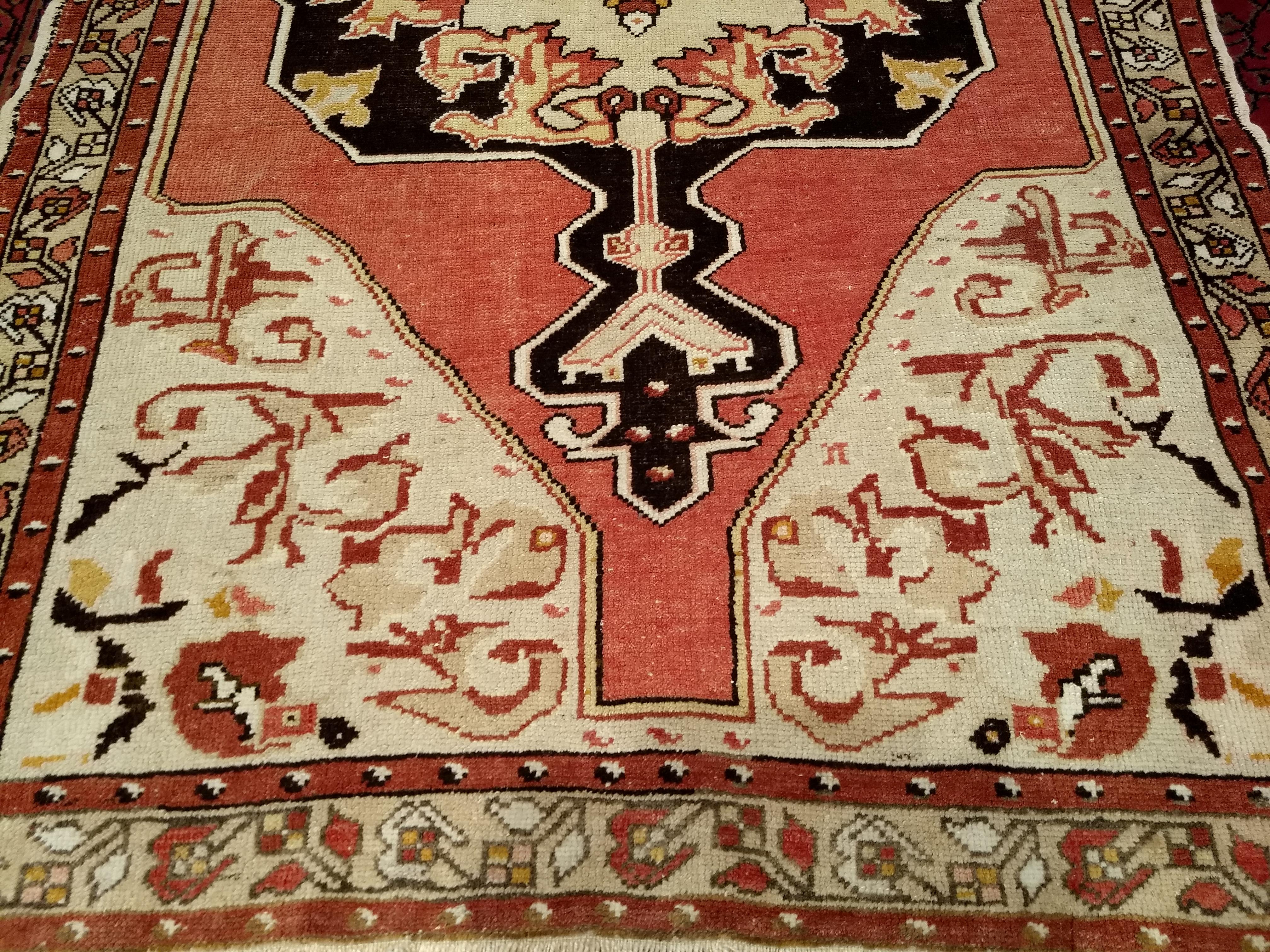 Vintage Turkish Oushak Area Rug in Pale Pink, Brown, and Ivory Colors For Sale 1