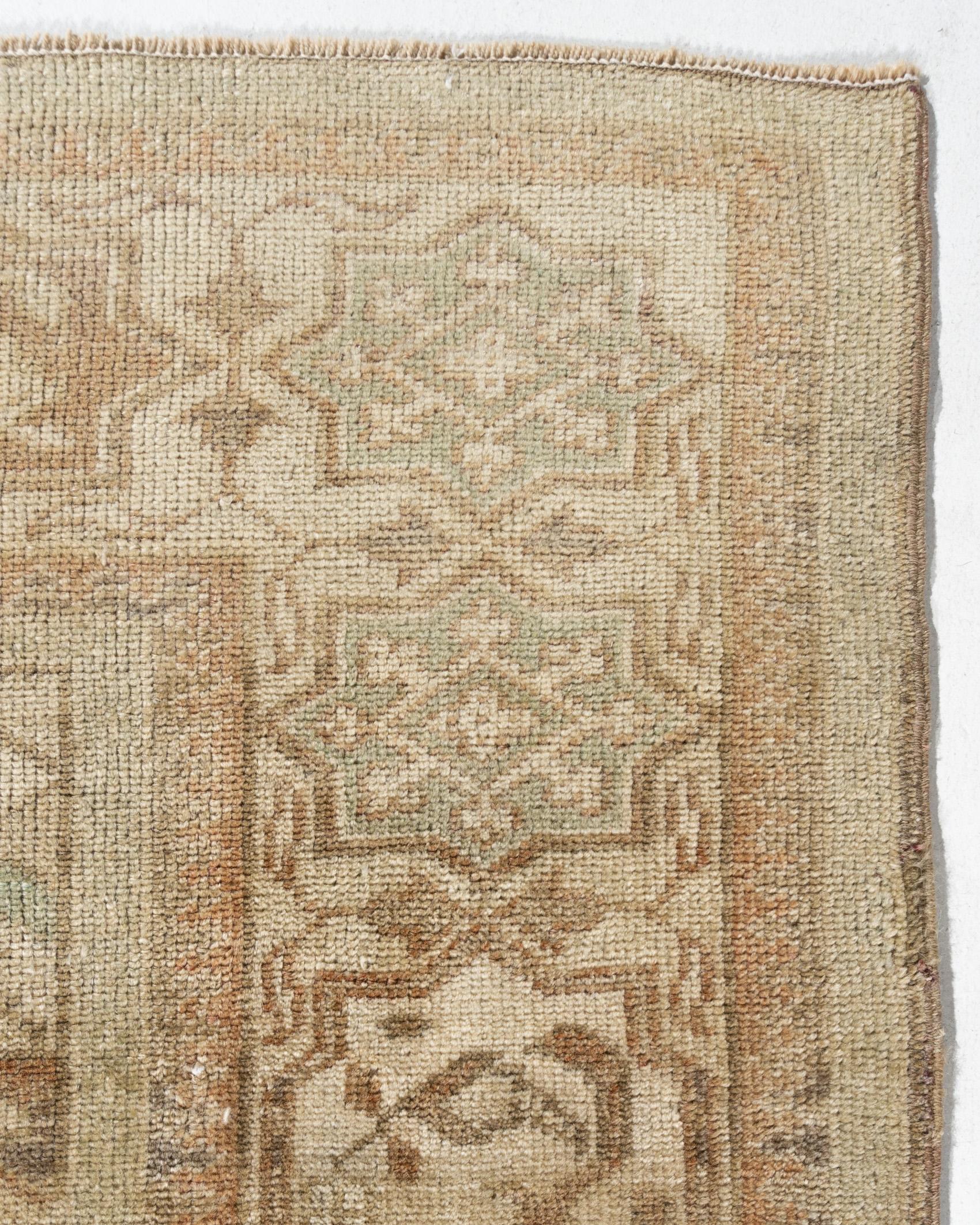 Hand-Woven Vintage Circa 1940 Turkish Oushak Wool Area Hand Knotted Rug 4'1 x 6'