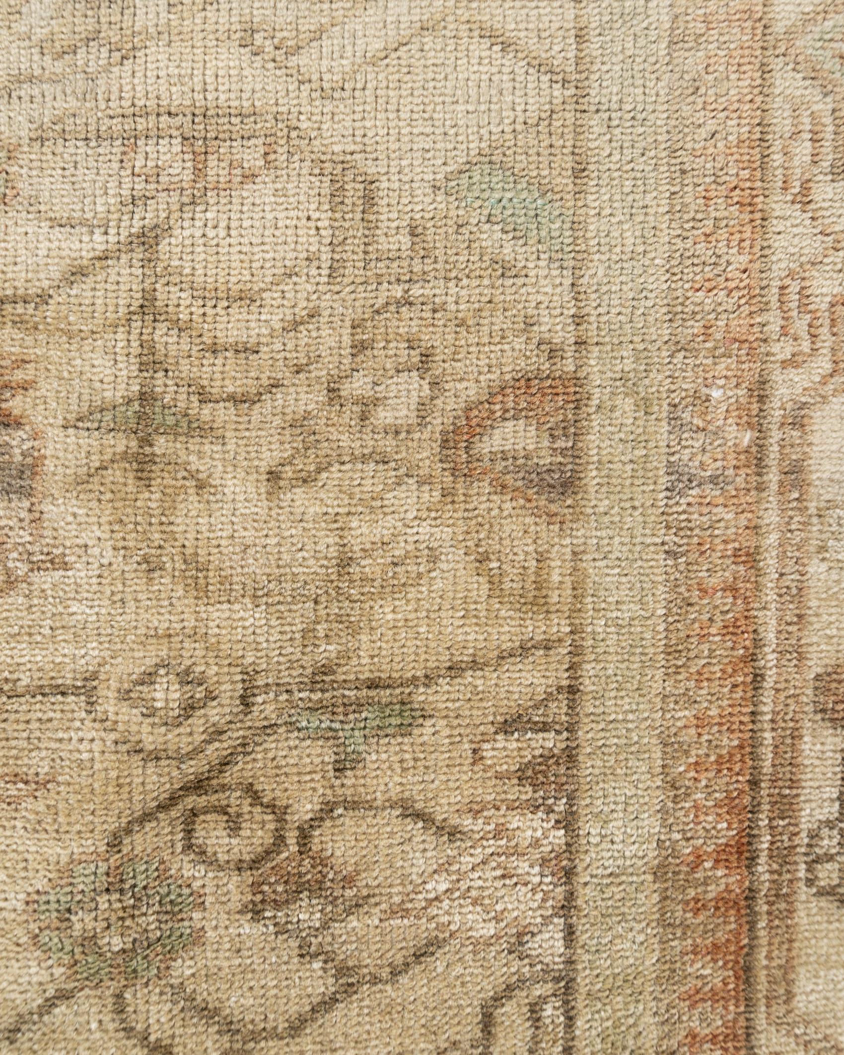 20th Century Vintage Circa 1940 Turkish Oushak Wool Area Hand Knotted Rug 4'1 x 6'
