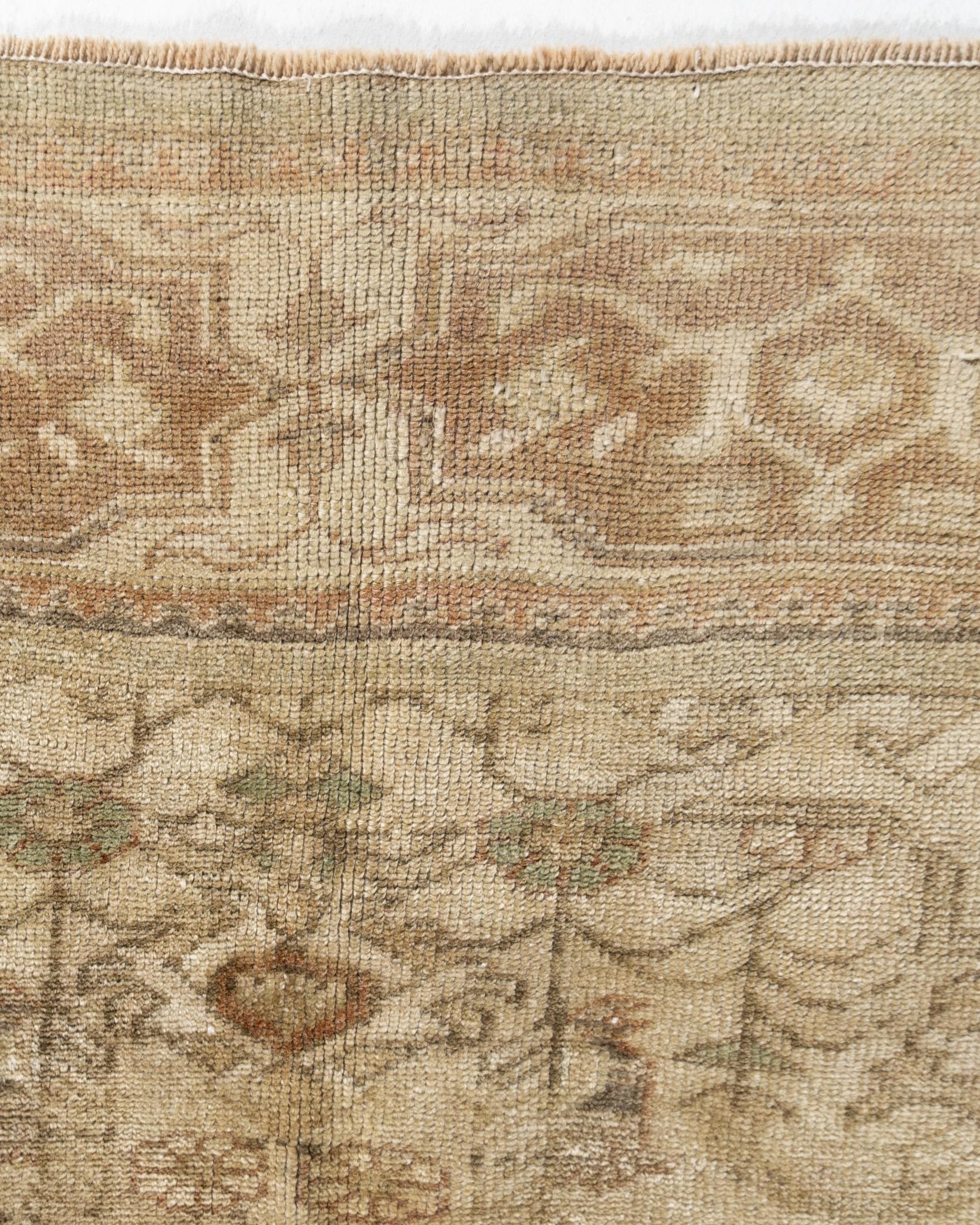 Vintage Circa 1940 Turkish Oushak Wool Area Hand Knotted Rug 4'1 x 6' 4