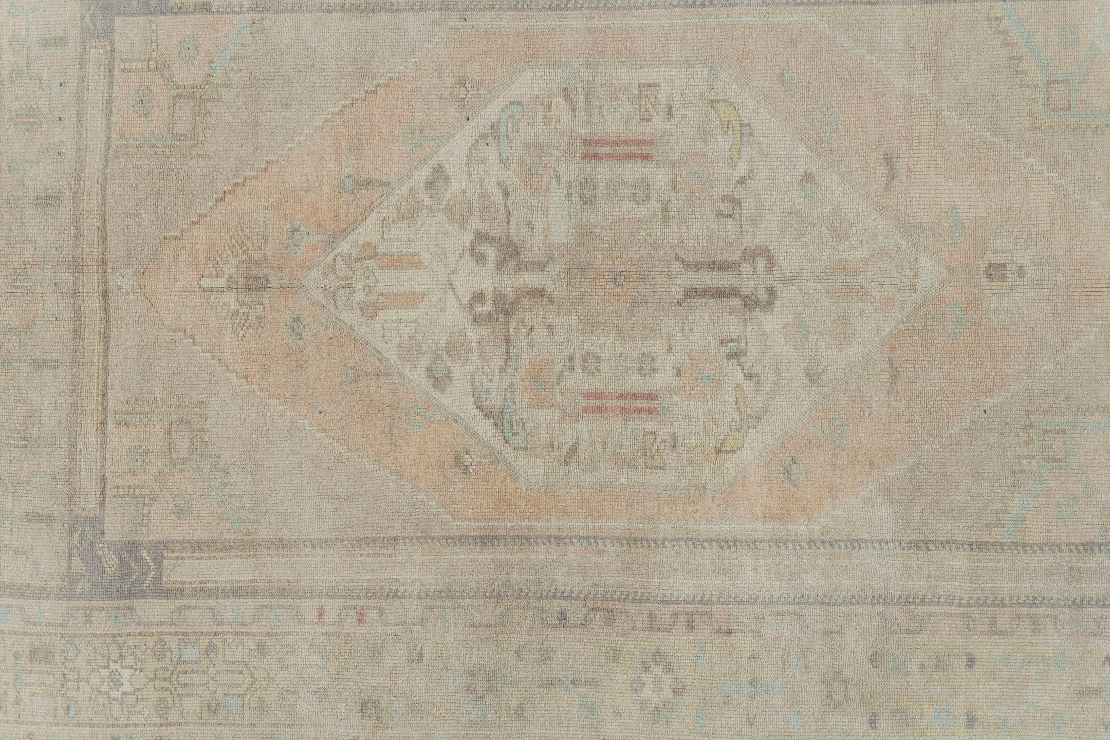 Vintage Turkish Oushak Area Rug 4'4 X 6'3. Oushak's are known for their soft palettes combined with eccentric drawing. Oushak in western Turkey has the longest continuous rug weaving history, stretching back at least to the mid-fifteenth century. It