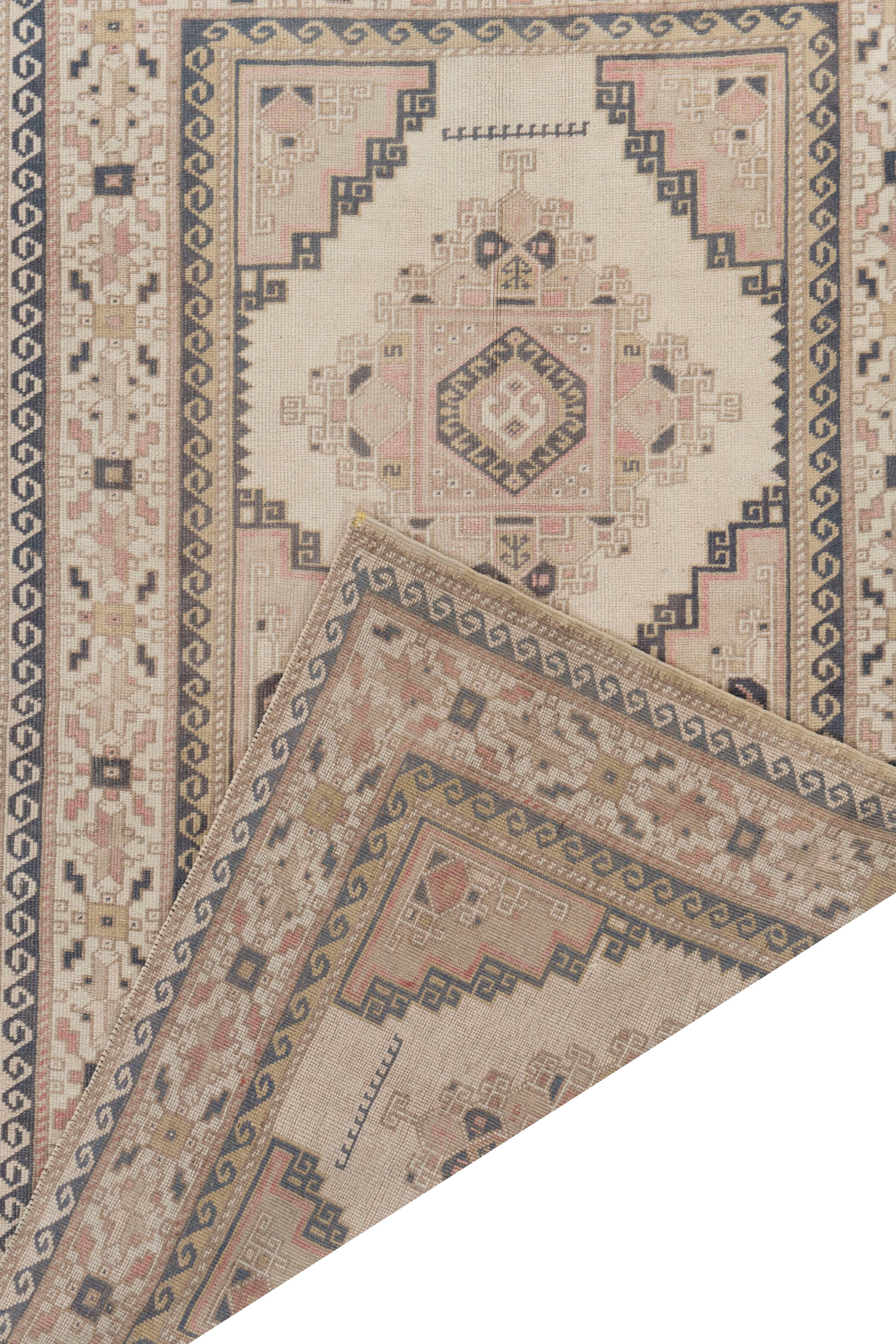 Vintage Türkisch Oushak Bereich Teppich Elfenbein Holzkohle (20. Jahrhundert) im Angebot