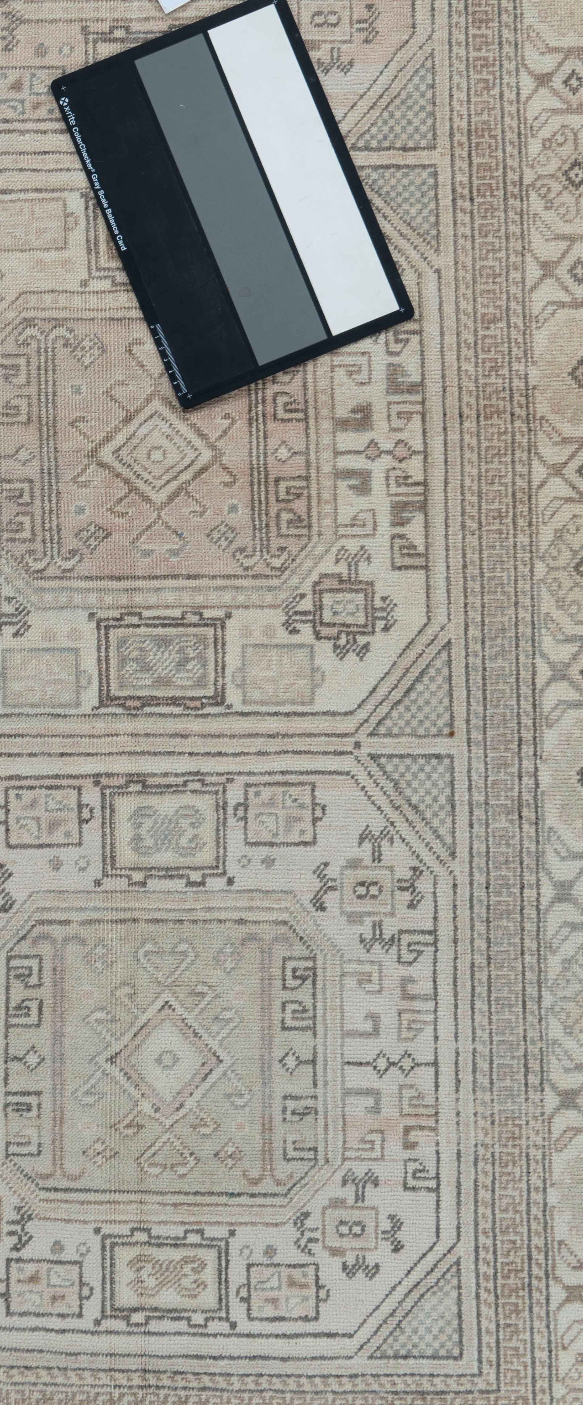 20th Century Vintage Turkish Oushak Area Rug Ivory Taupe For Sale