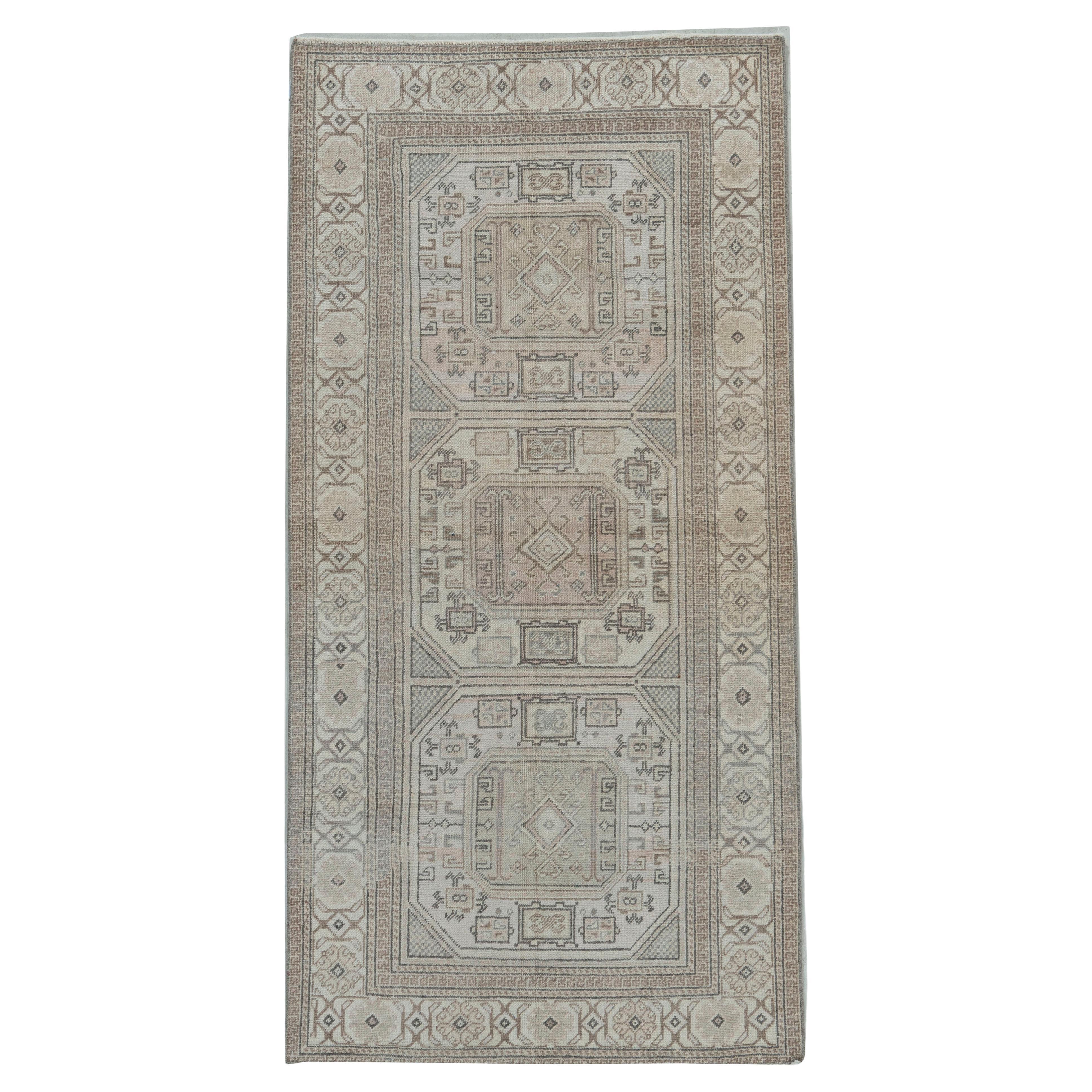 Tappeto turco vintage Oushak Ivory Taupe