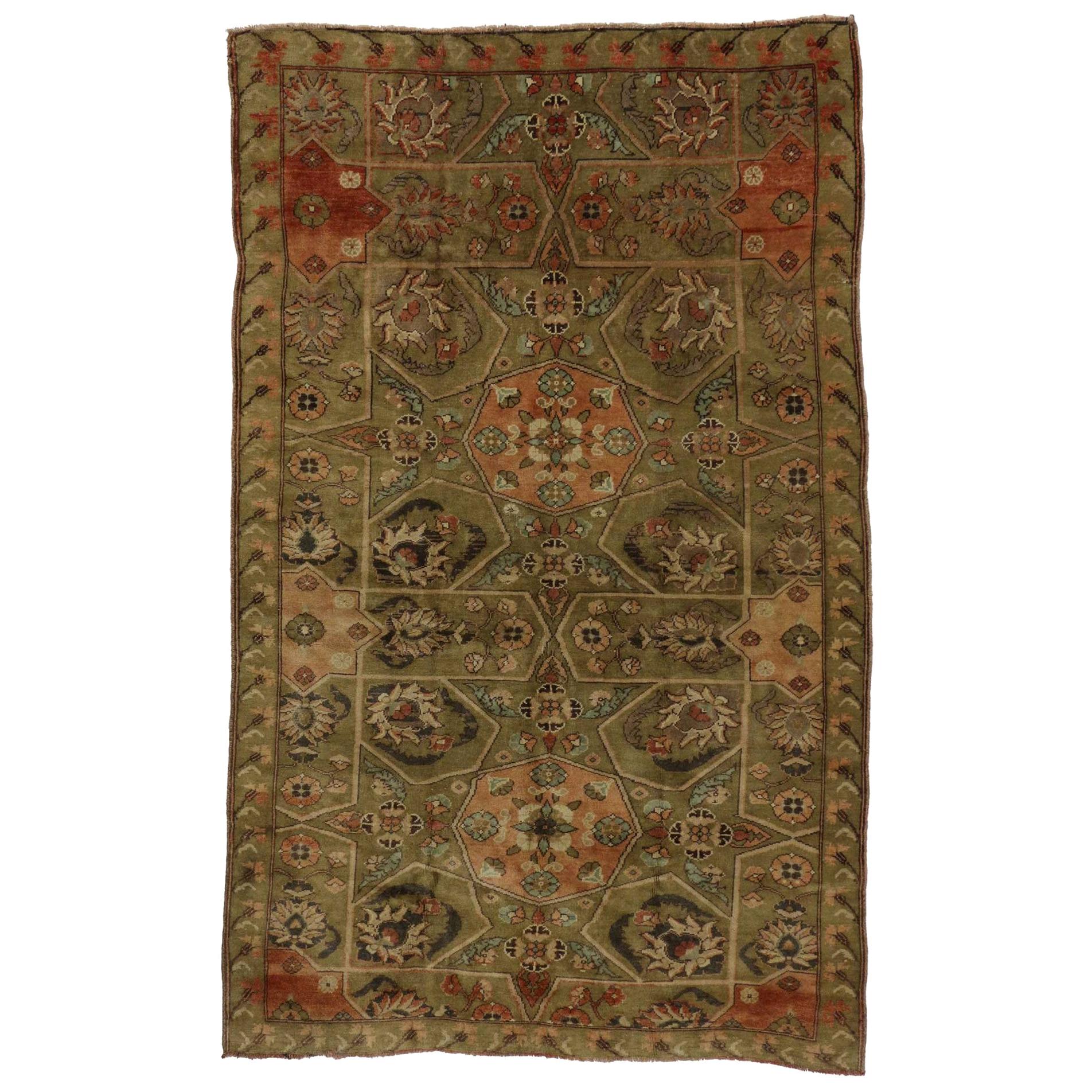 Vintage Turkish Oushak William Morris Inspired Rug with Arts and Crafts ...