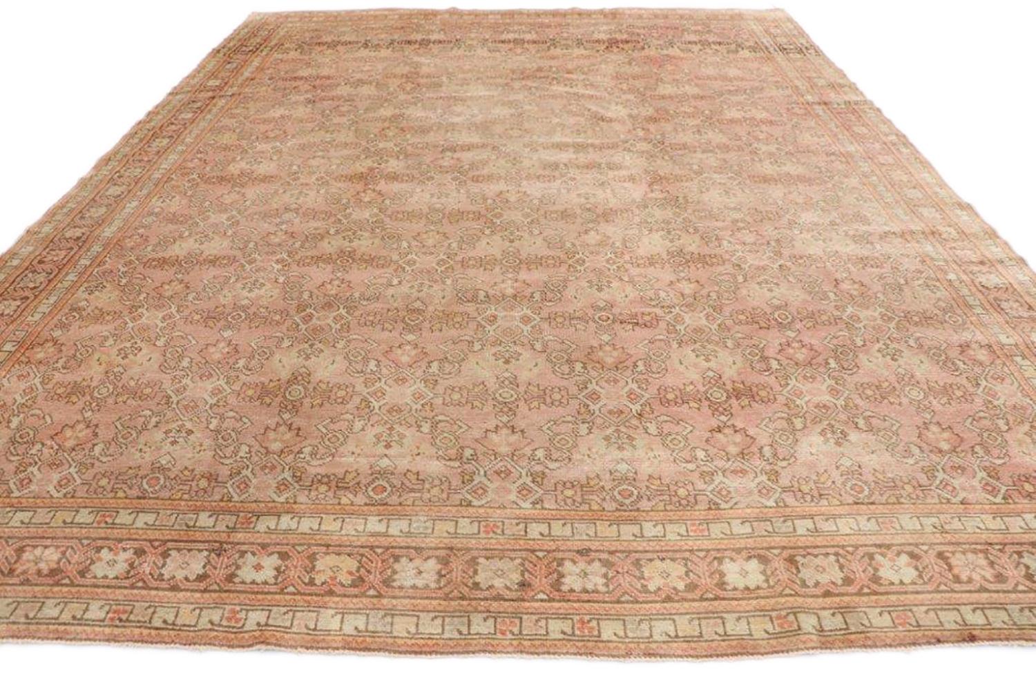 20th Century Vintage Turkish Oushak Area Rug with French Provincial Style For Sale