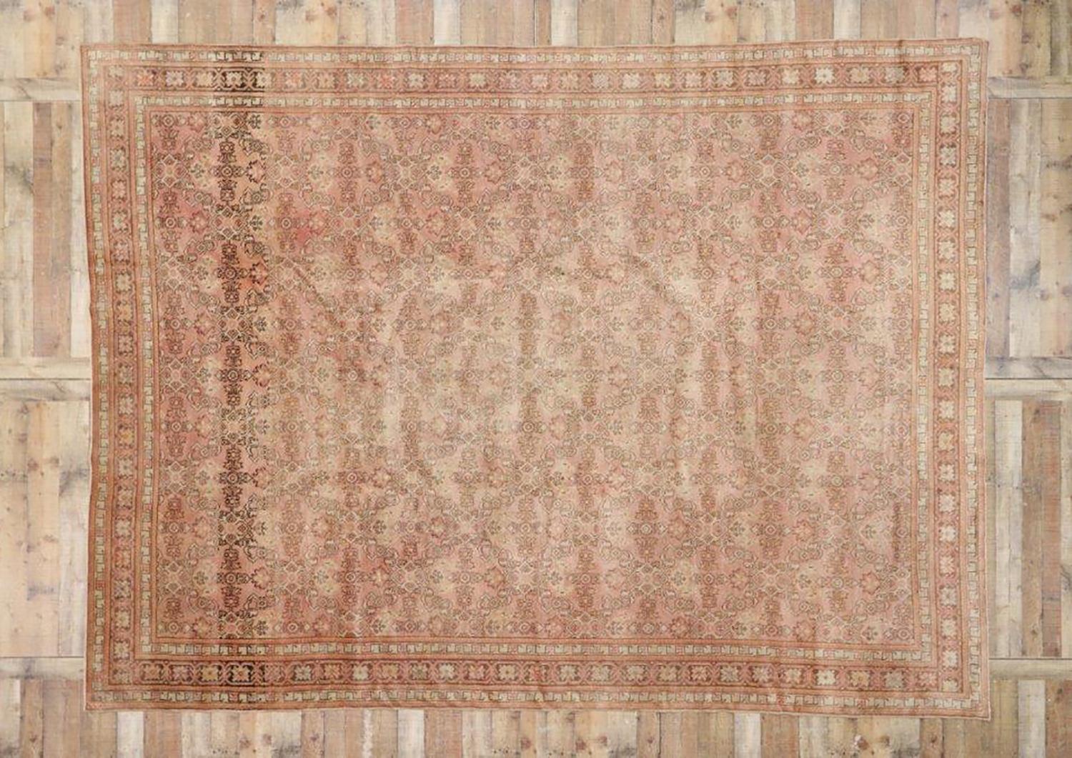 Vintage Turkish Oushak Area Rug with French Provincial Style For Sale 6