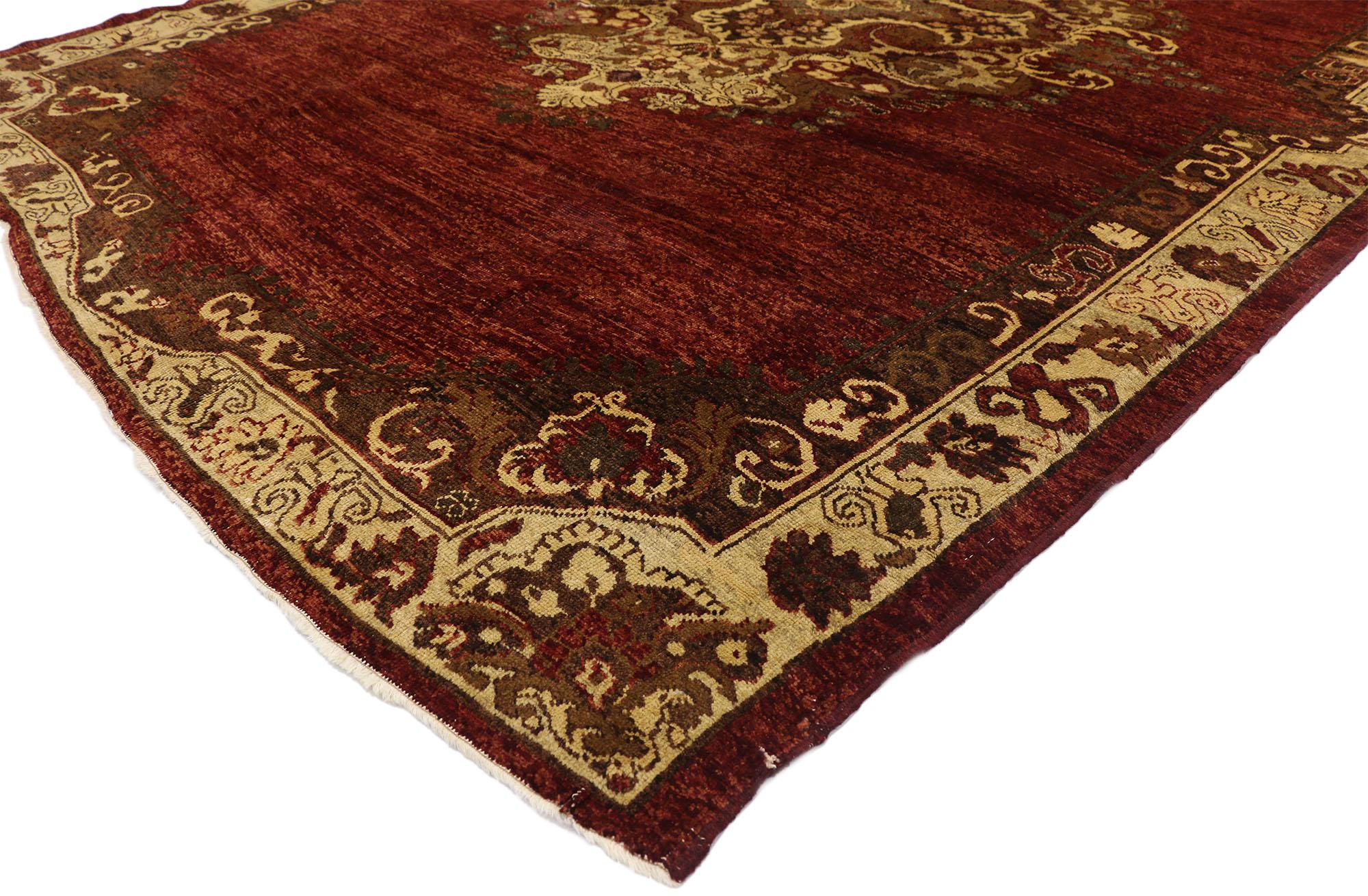 Alfombra Turca Oushak Vintage de Lujoso Estilo Medieval y Jacobeo en venta 5