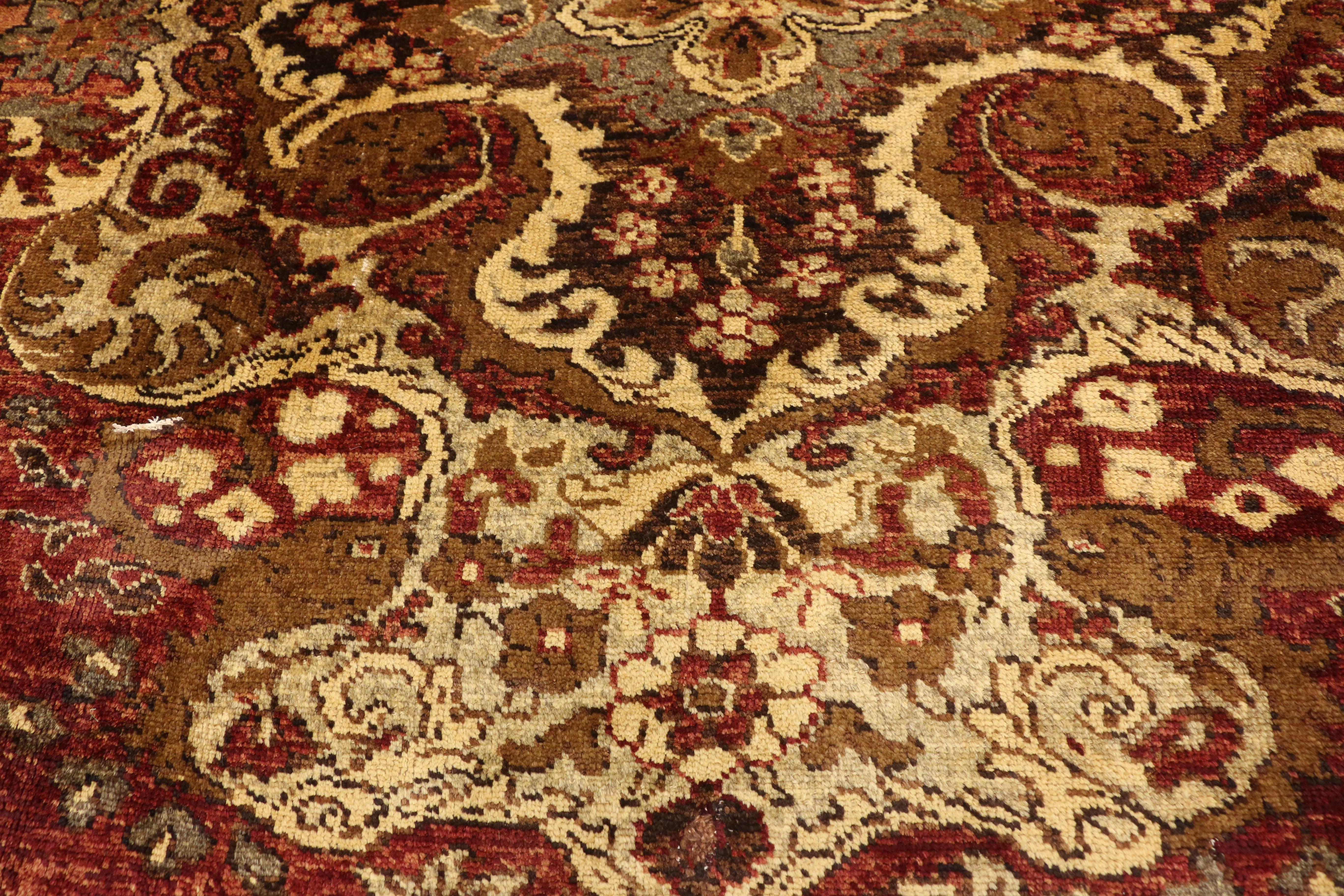 Alfombra Turca Oushak Vintage de Lujoso Estilo Medieval y Jacobeo en venta 8