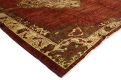 Vintage Turkish Oushak Area Rug with Luxe Medieval and Jacobean Style