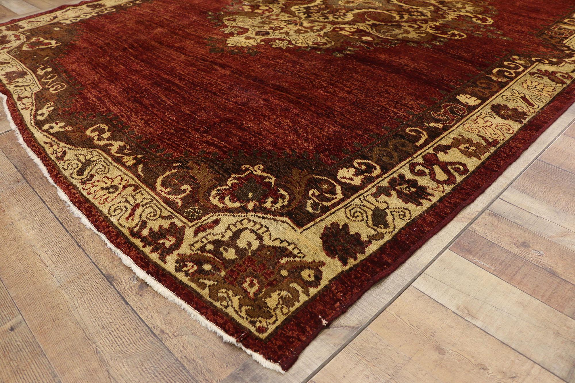 Alfombra Turca Oushak Vintage de Lujoso Estilo Medieval y Jacobeo en venta 1