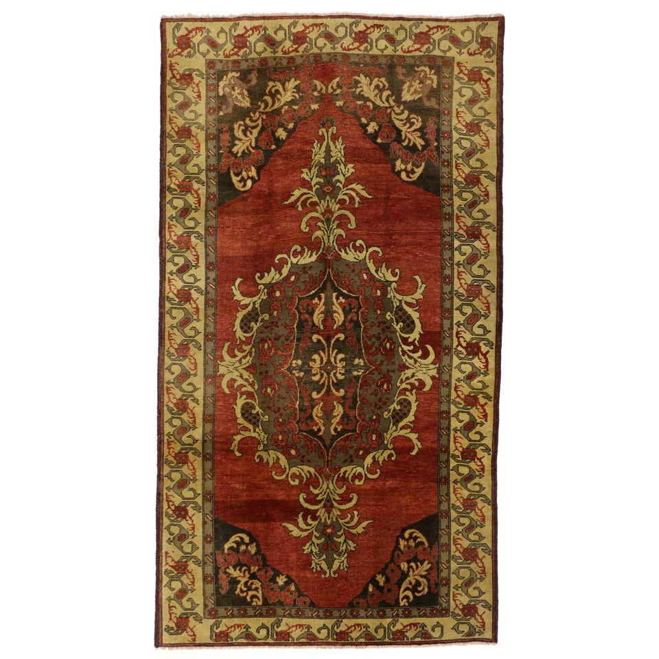 Vintage Turkish Oushak Area Rug with Medieval Jacobean Style For Sale ...