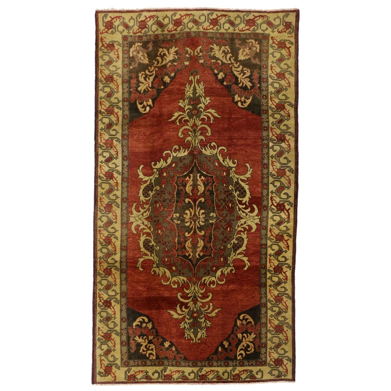 Vintage Turkish Oushak Area Rug with Medieval Jacobean Style For Sale ...