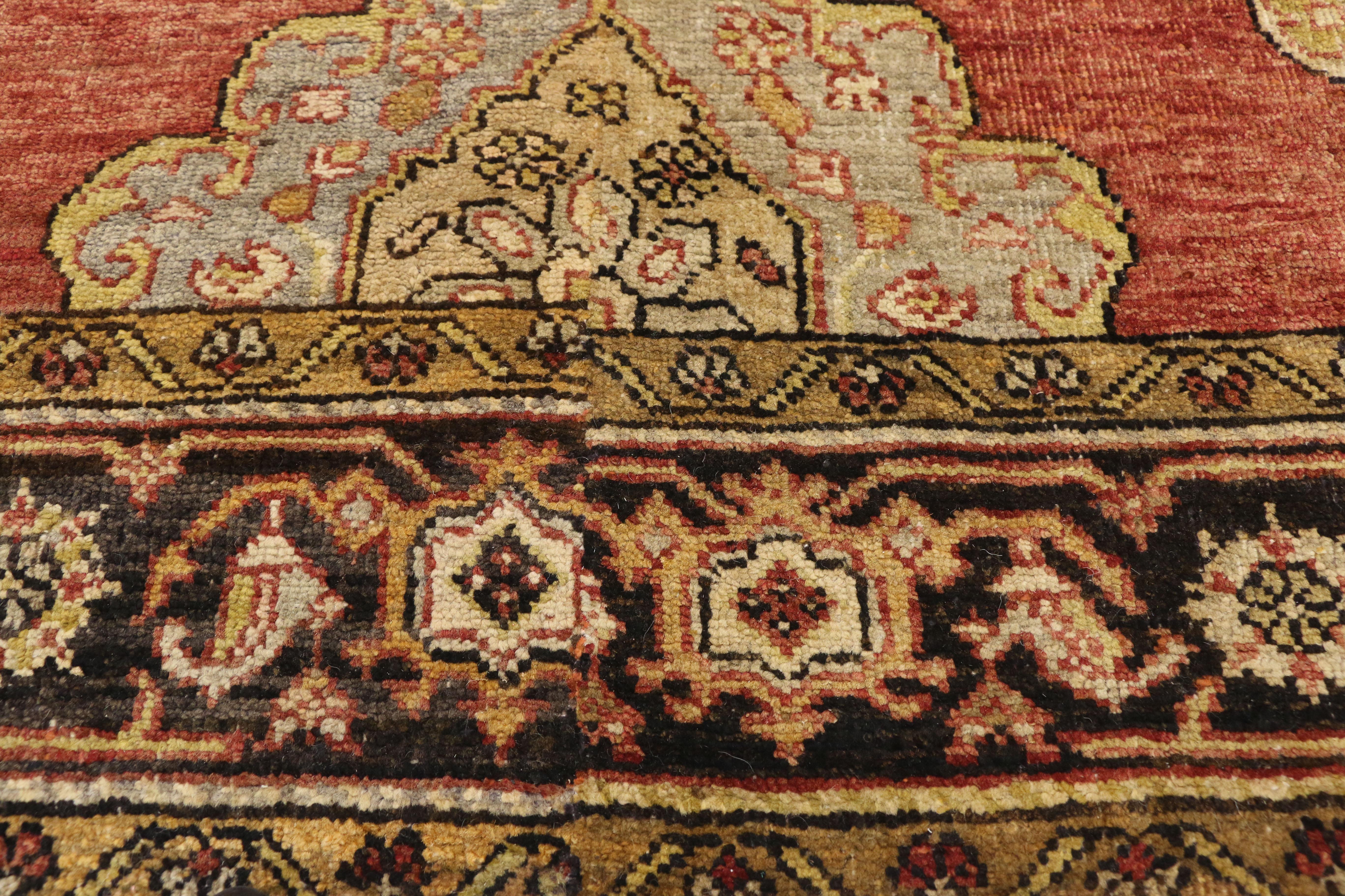 Vintage Turkish Oushak Area Rug with Luxe Jacobean Style  For Sale 2