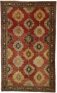 Vintage Turkish Oushak Area Rug with Luxe Jacobean Style