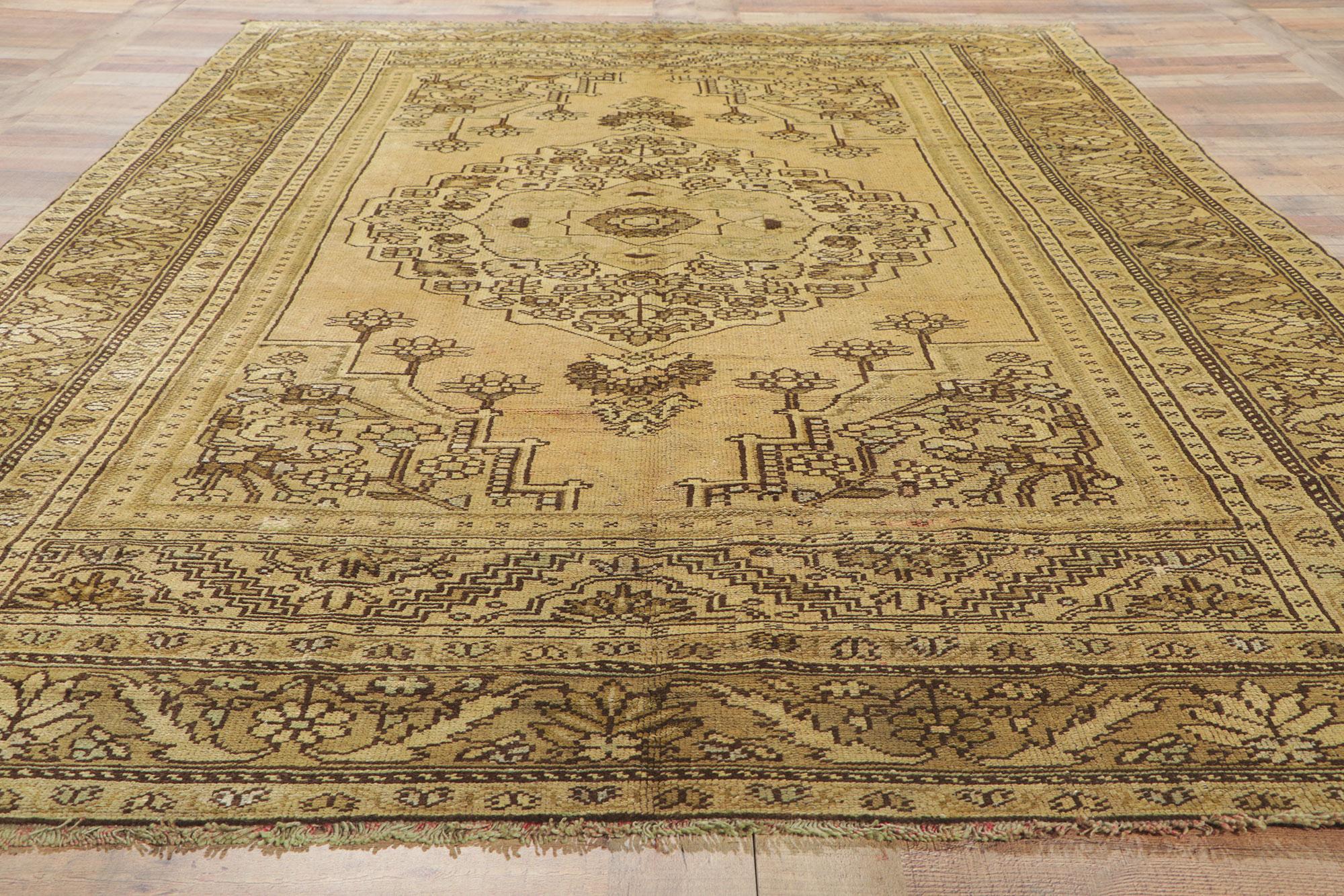 Vintage Turkish Oushak Gallery Rug with Modern Style For Sale 4