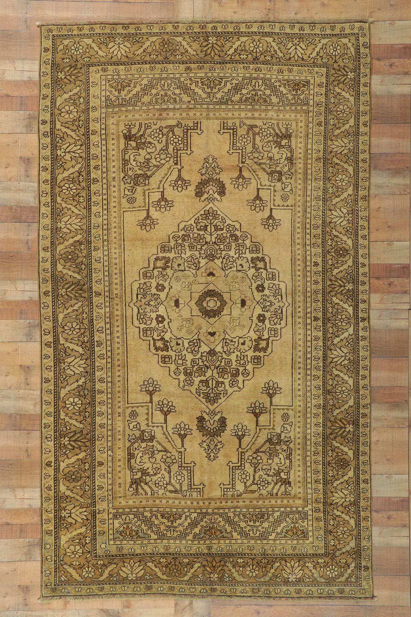 Tapis d'Oushak Gallery turc vintage de style moderne en vente 4