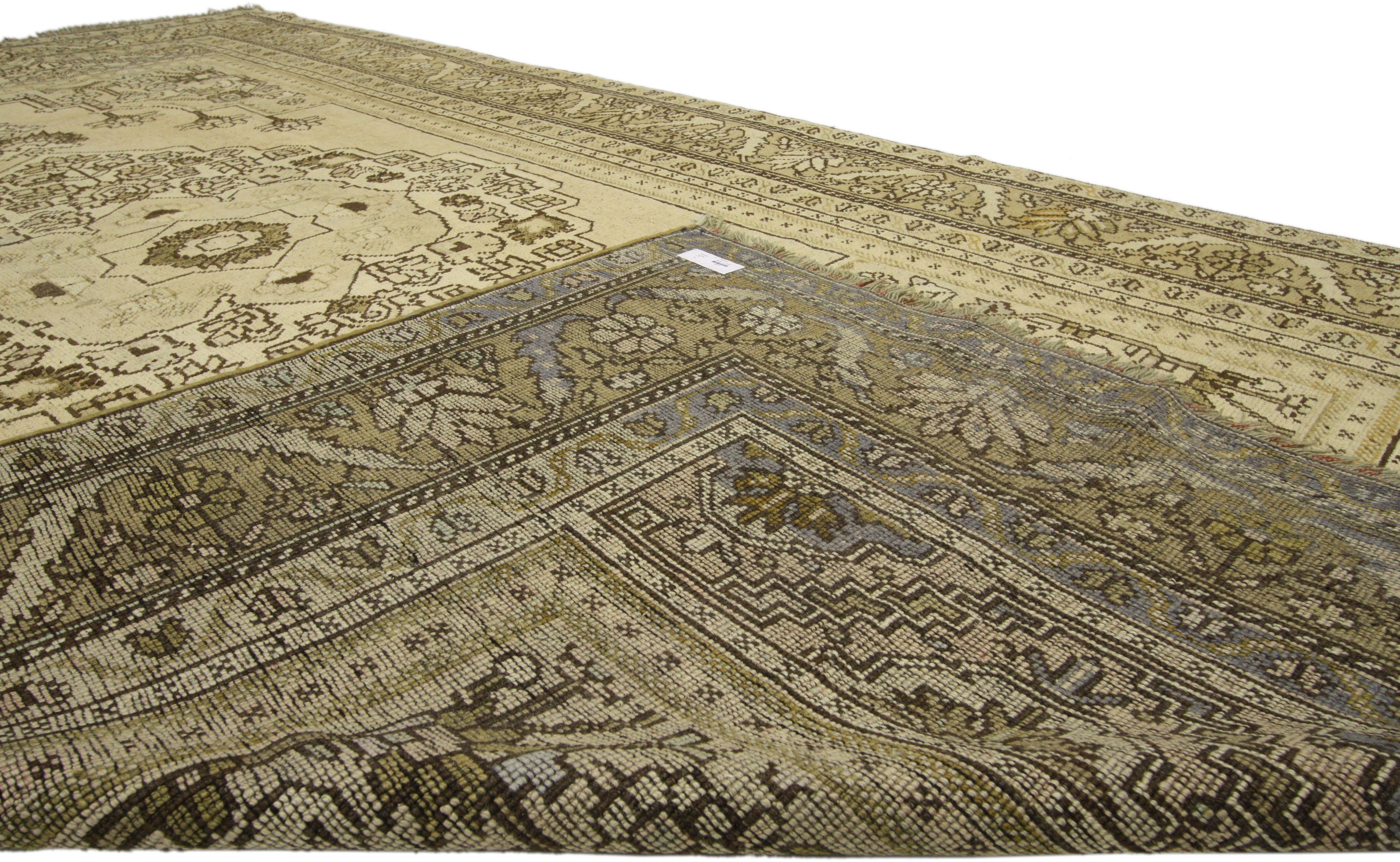 Vintage Turkish Oushak Gallery Rug with Modern Style For Sale 2