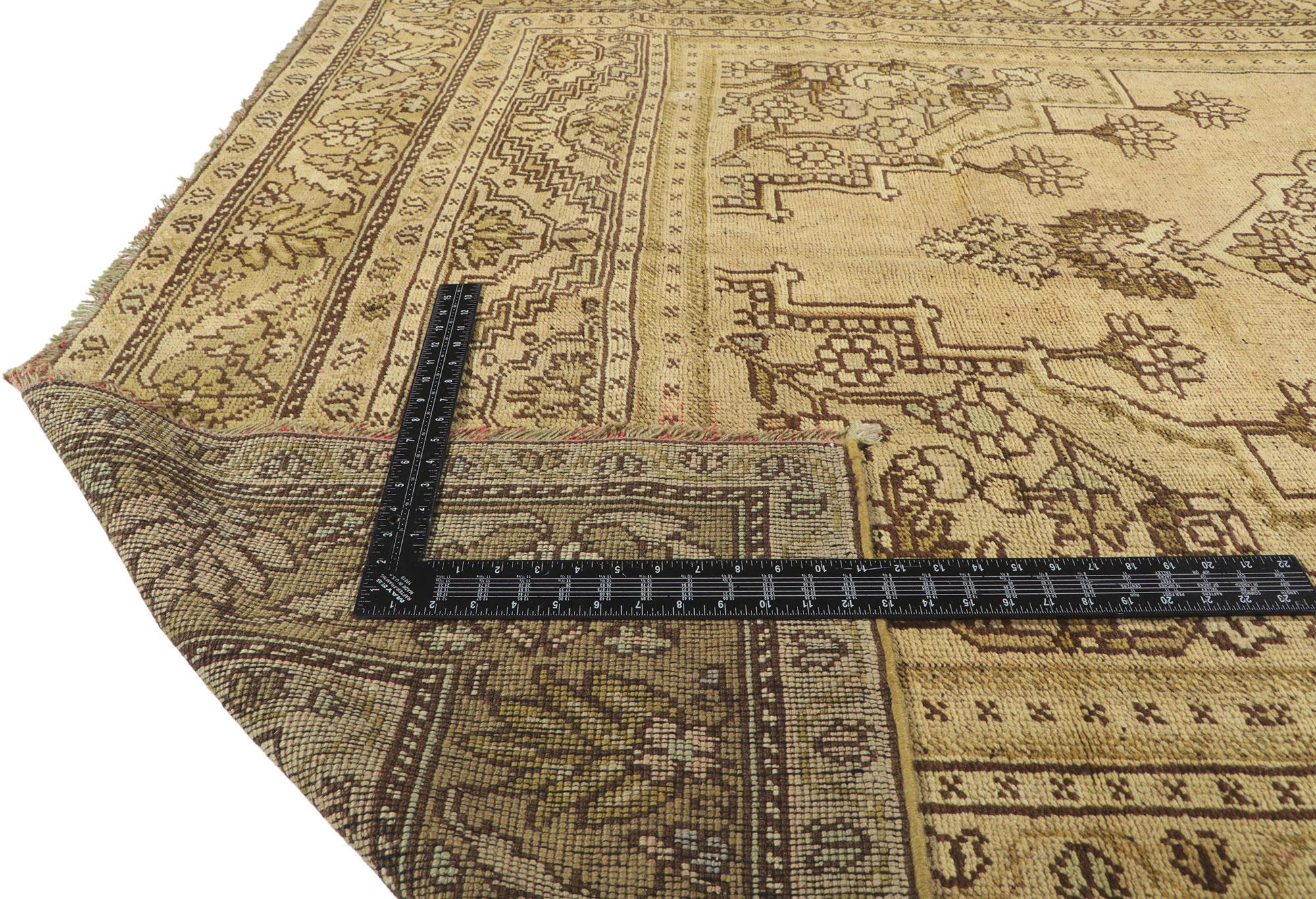 Vintage Turkish Oushak Gallery Rug with Modern Style For Sale 1