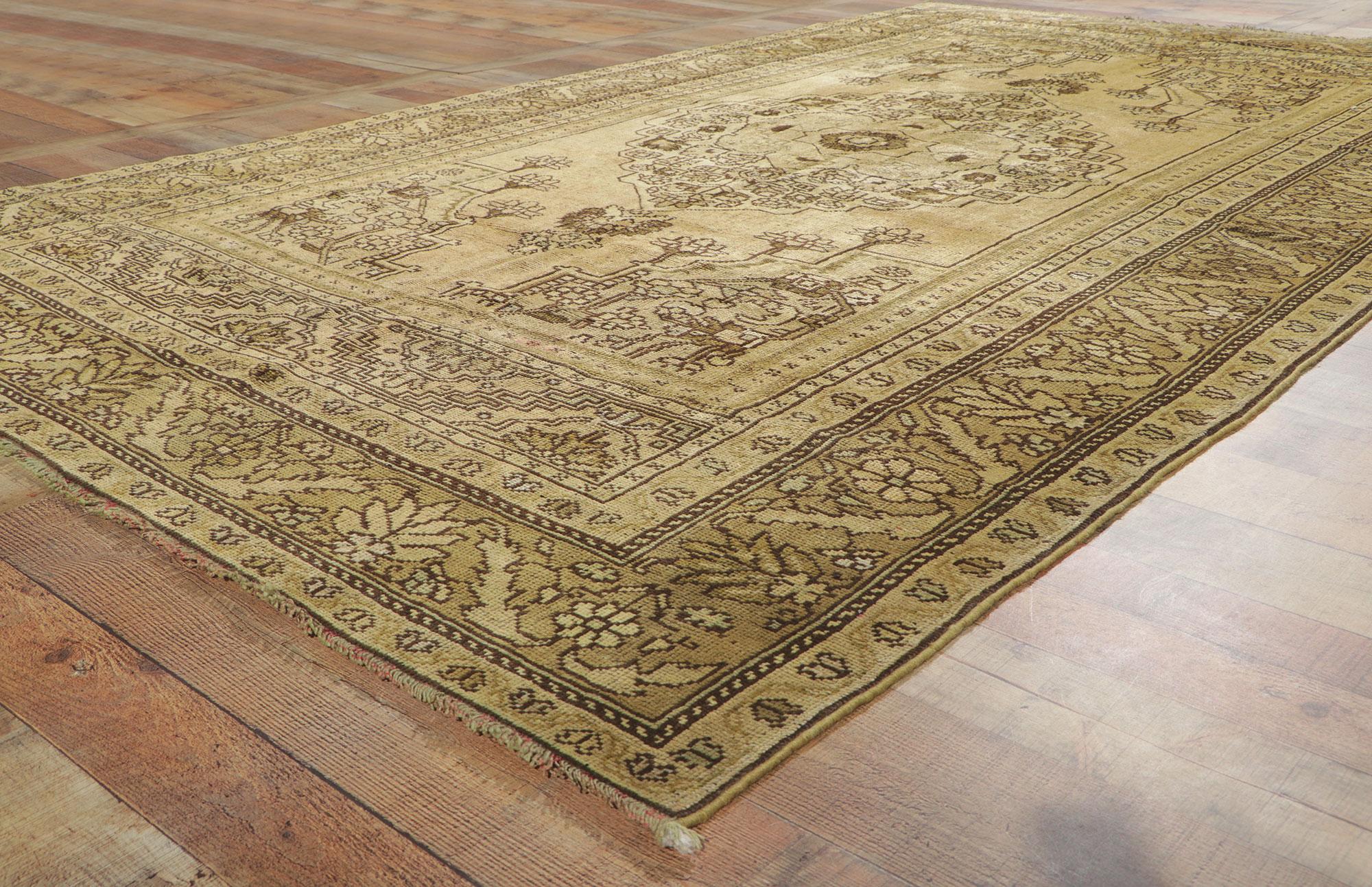 Vintage Turkish Oushak Gallery Rug with Modern Style For Sale 3