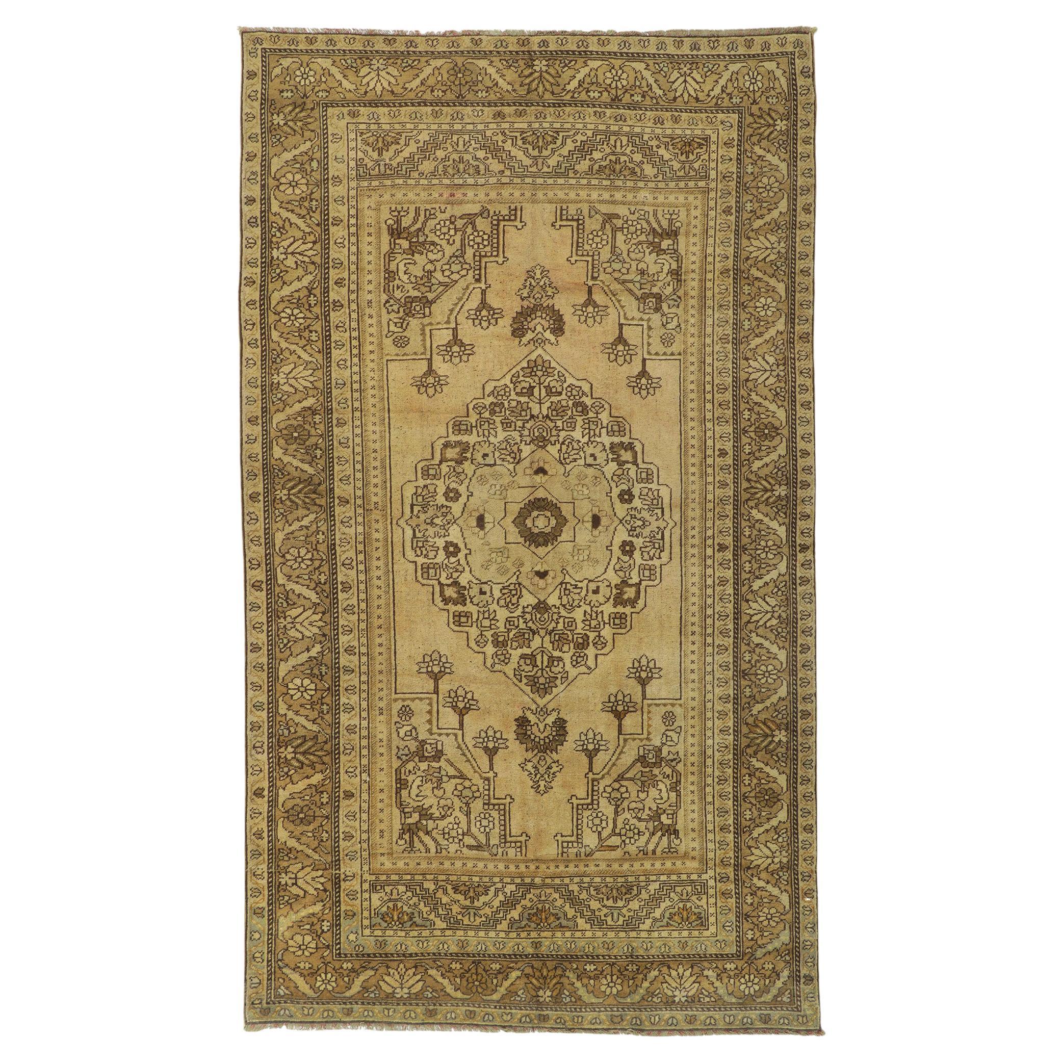 Vintage Turkish Oushak Gallery Rug with Modern Style