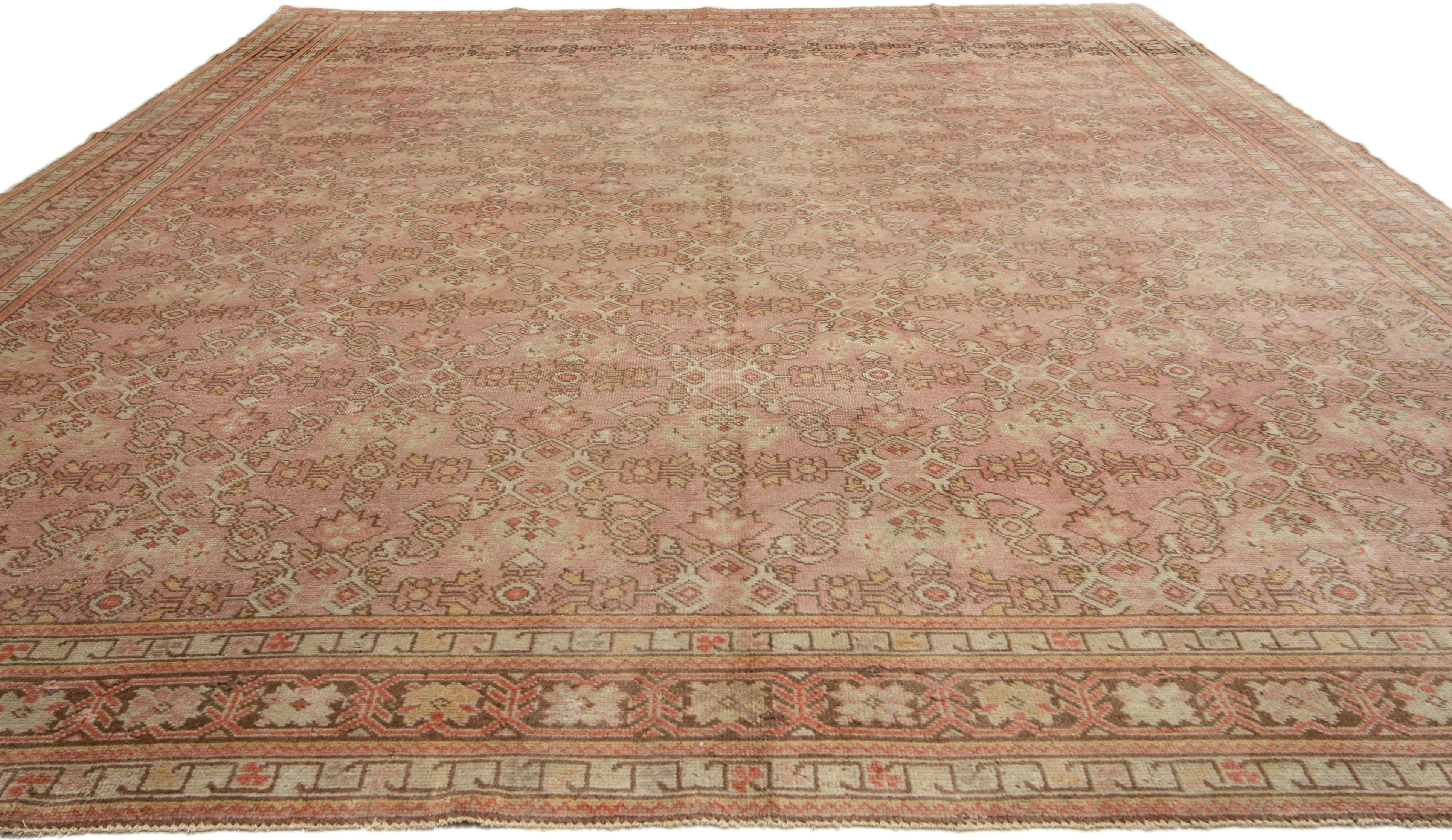 Wool Vintage Turkish Oushak Area Rug with French Provincial Style For Sale