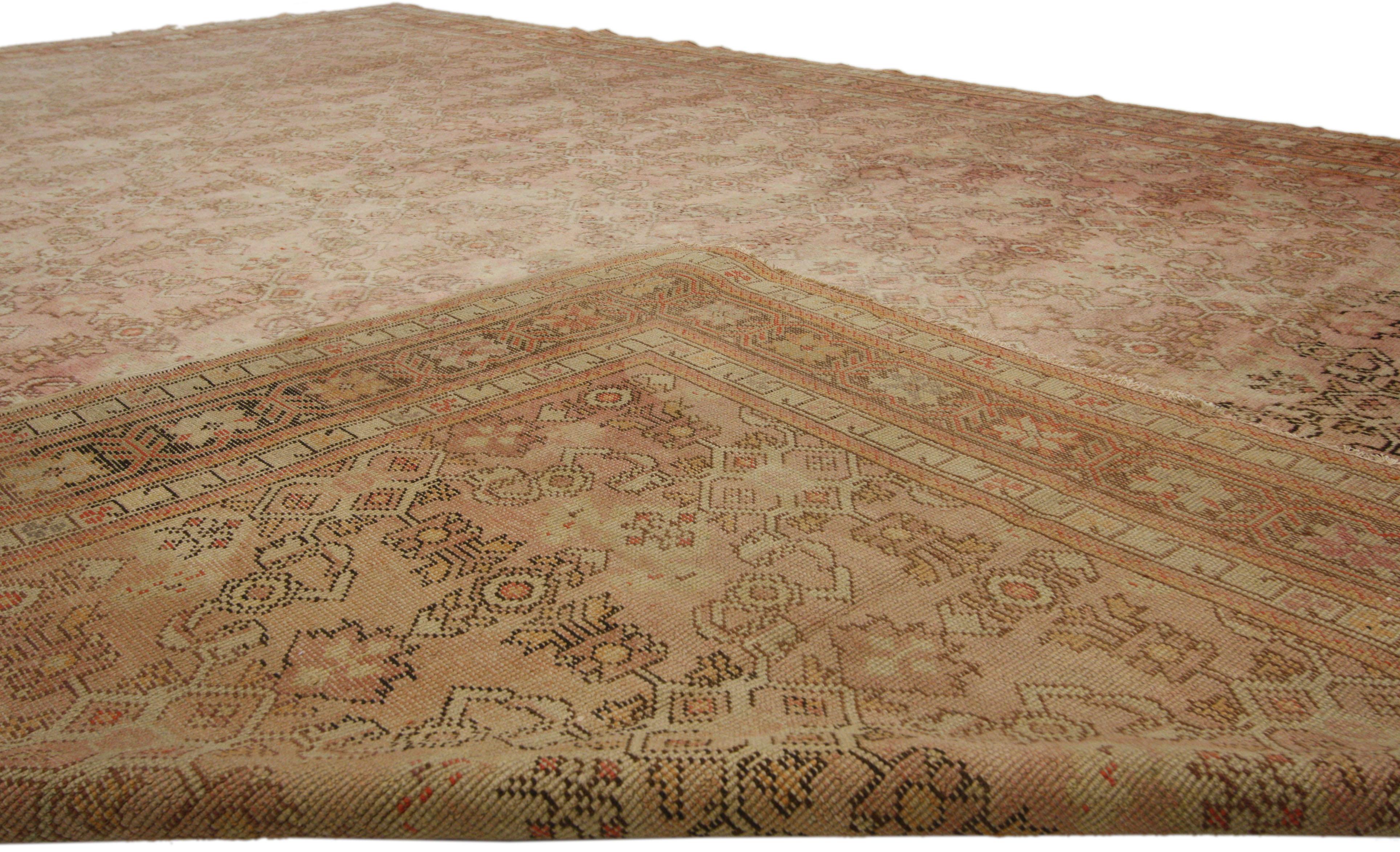 Vintage Turkish Oushak Area Rug with French Provincial Style For Sale 3