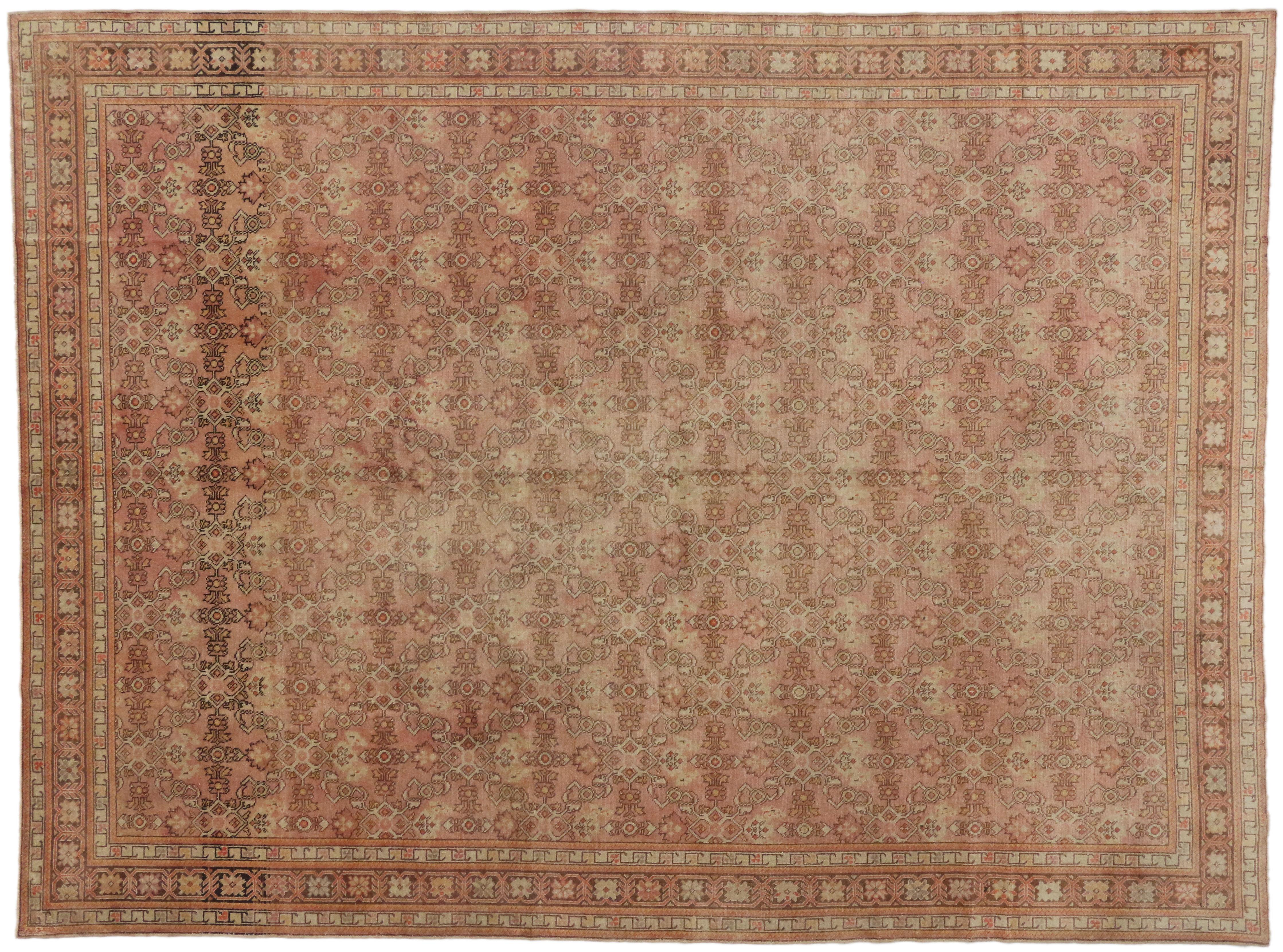 Vintage Turkish Oushak Area Rug with French Provincial Style For Sale 7