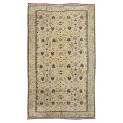 Vintage Turkish Oushak  Beige Green Wool Rug 4'8''x7'8''