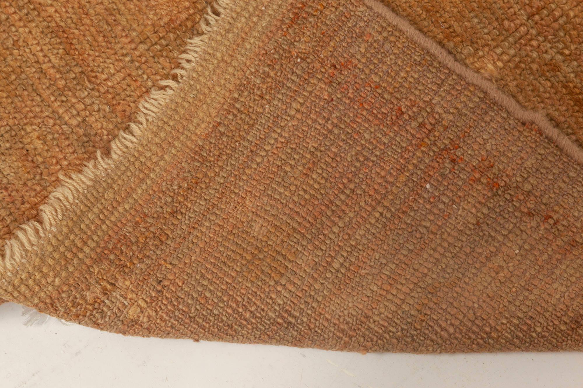 Wool Vintage Turkish Oushak Brown Runner 'Size Adjusted' by Doris Leslie Blau