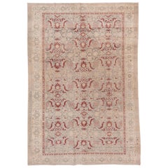 Vintage Turkish Oushak Carpet, Allover Field, Lavender Field and Red Accents