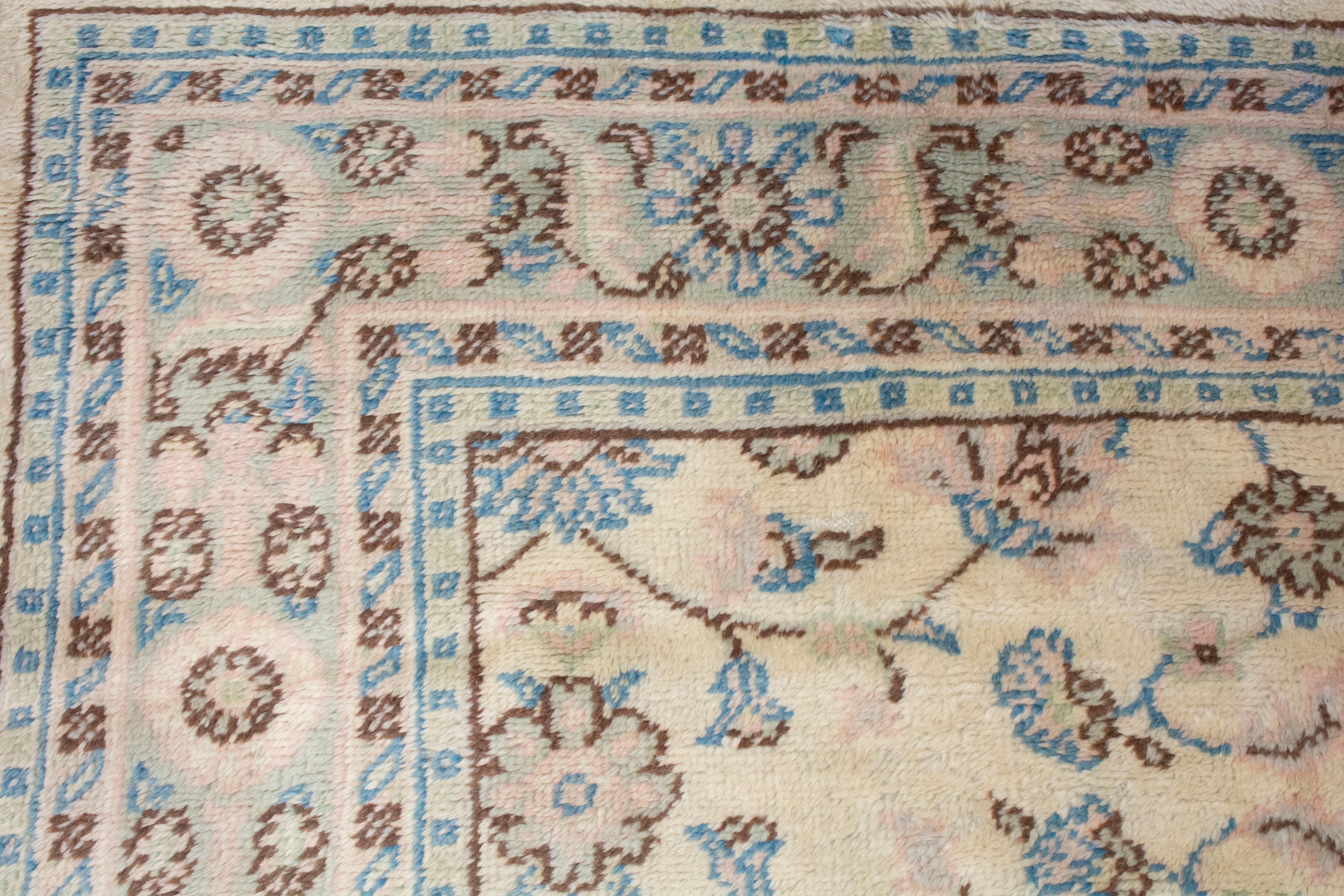 Woven Vintage Turkish Oushak Carpet For Sale
