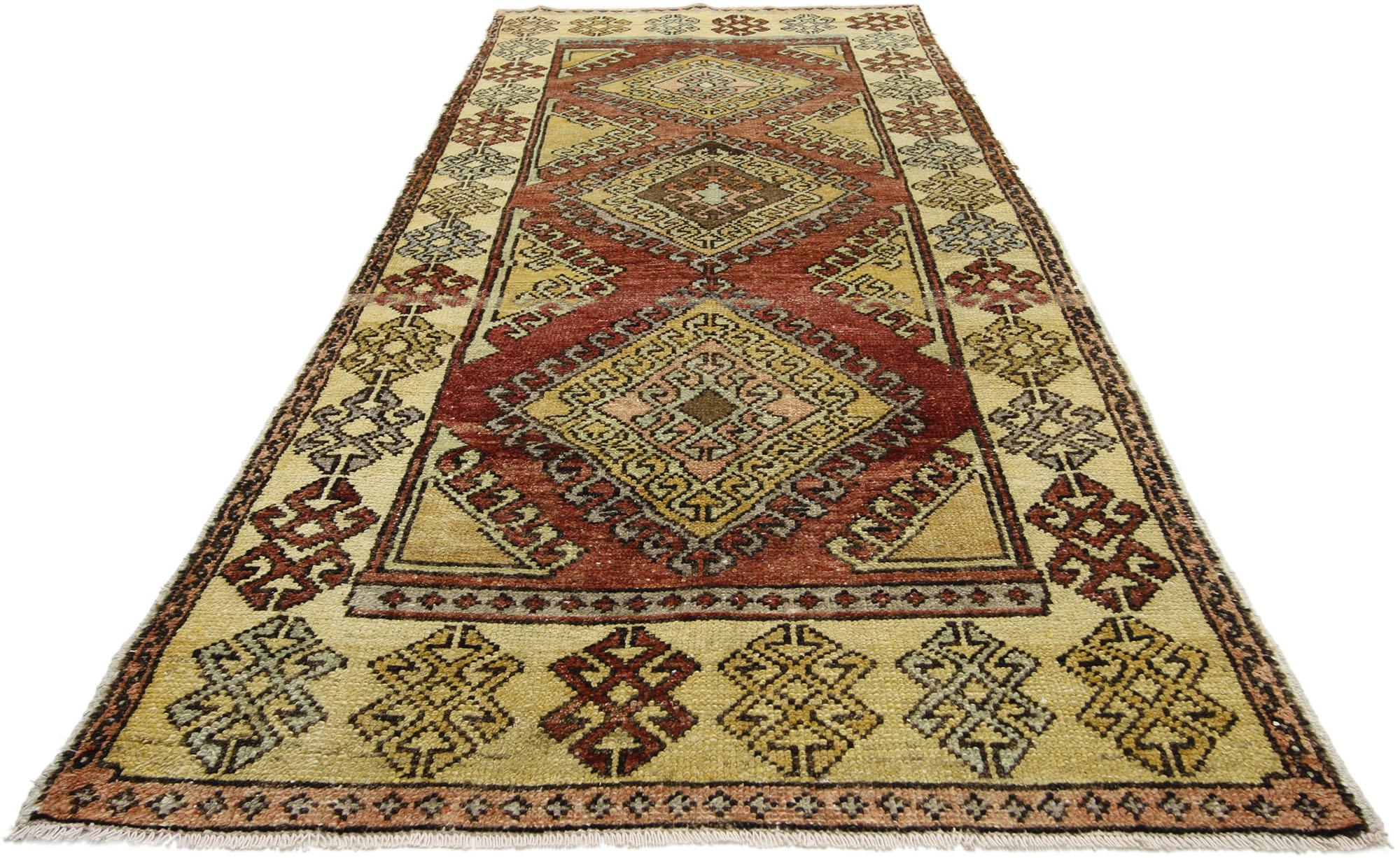 Hand-Knotted Vintage Turkish Oushak Carpet For Sale