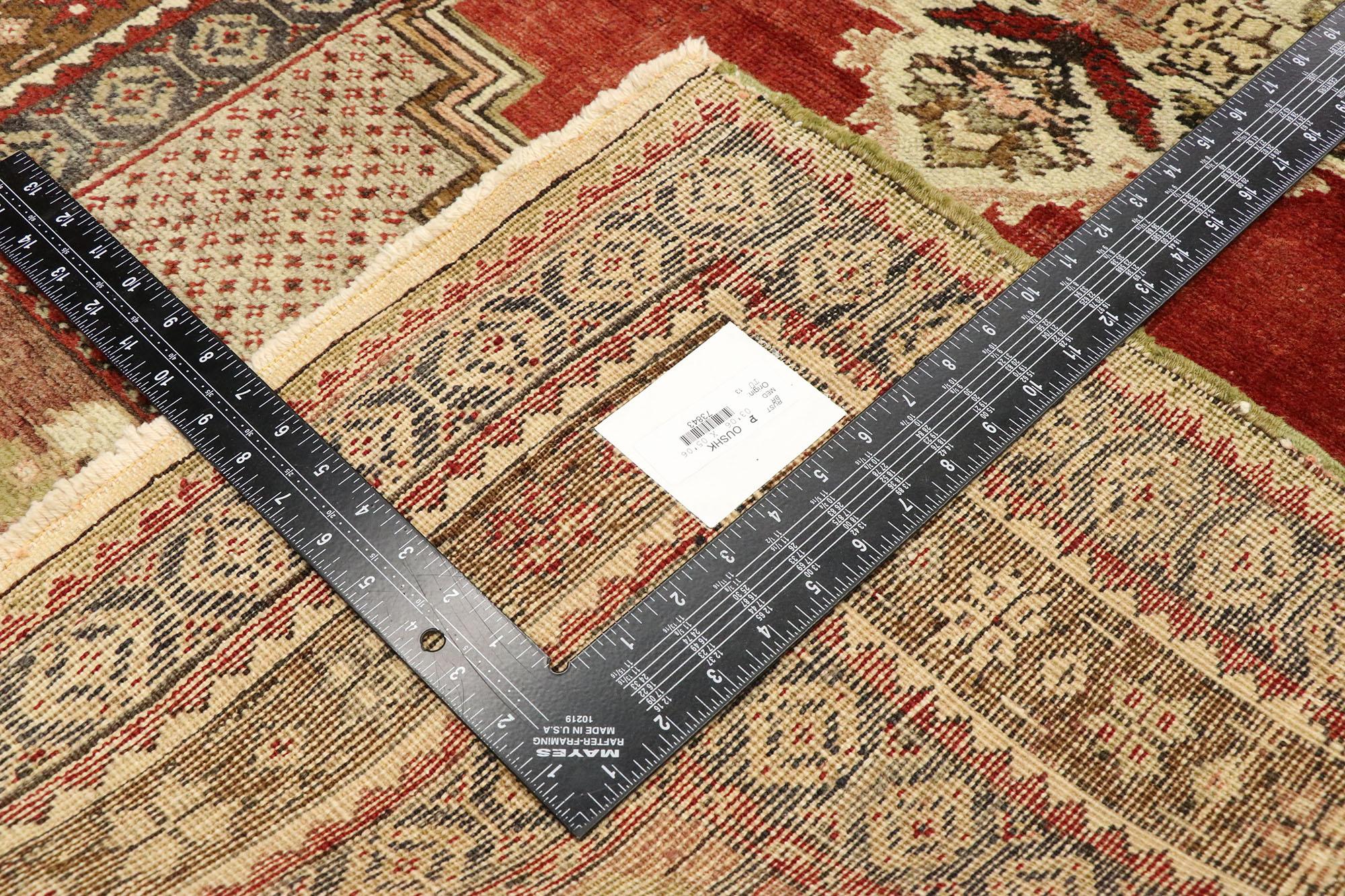Vintage Turkish Oushak Carpet In Distressed Condition For Sale In Dallas, TX
