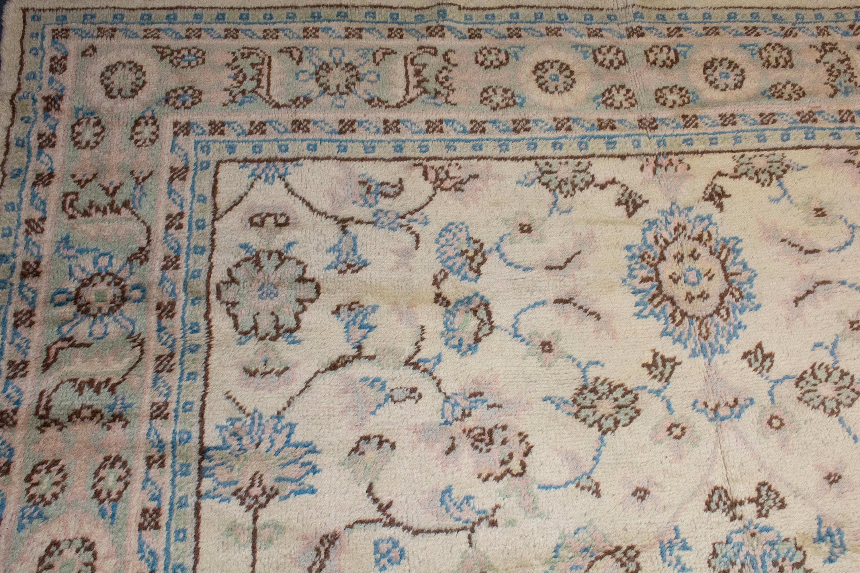 Wool Vintage Turkish Oushak Carpet For Sale