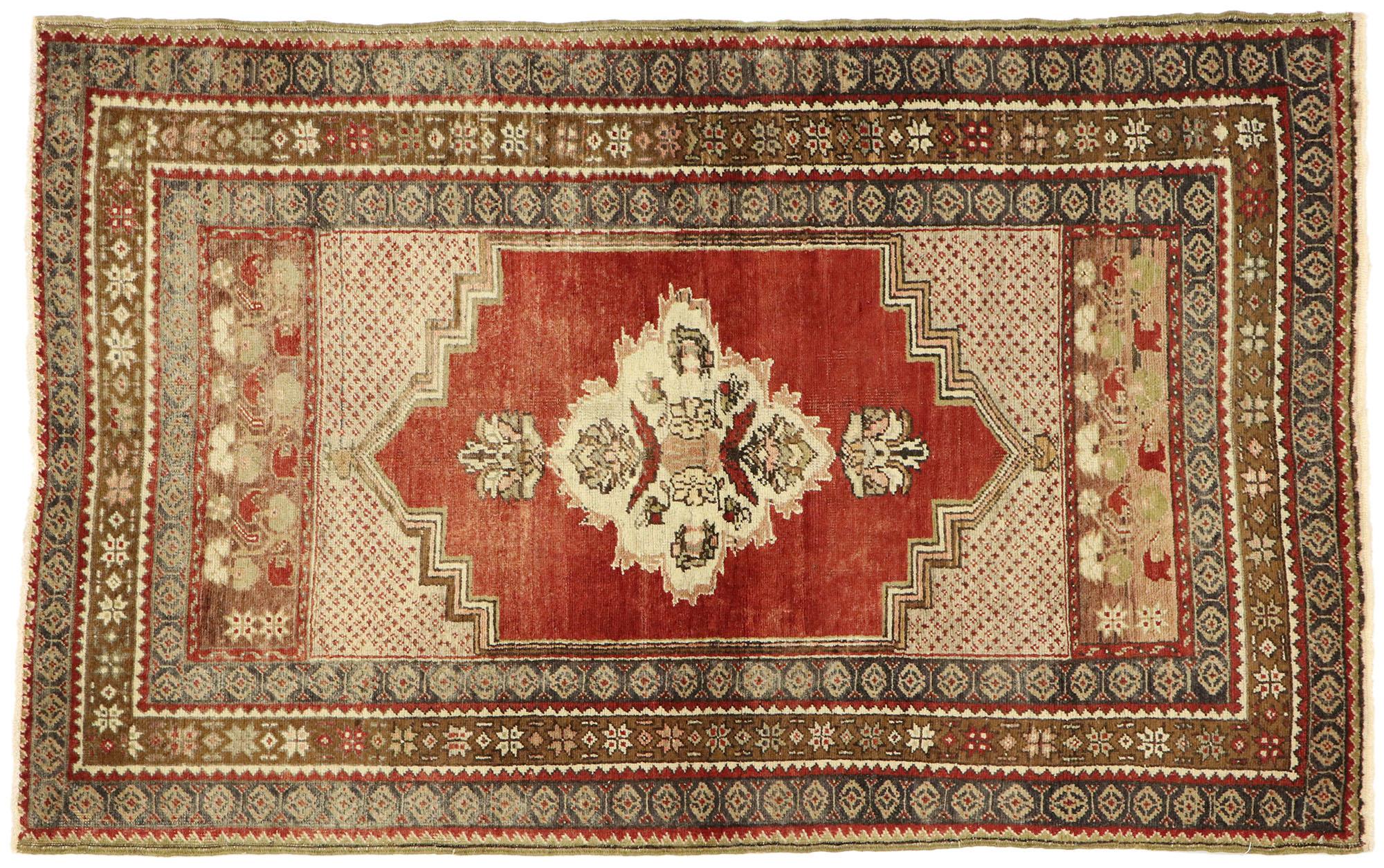 Wool Vintage Turkish Oushak Carpet For Sale