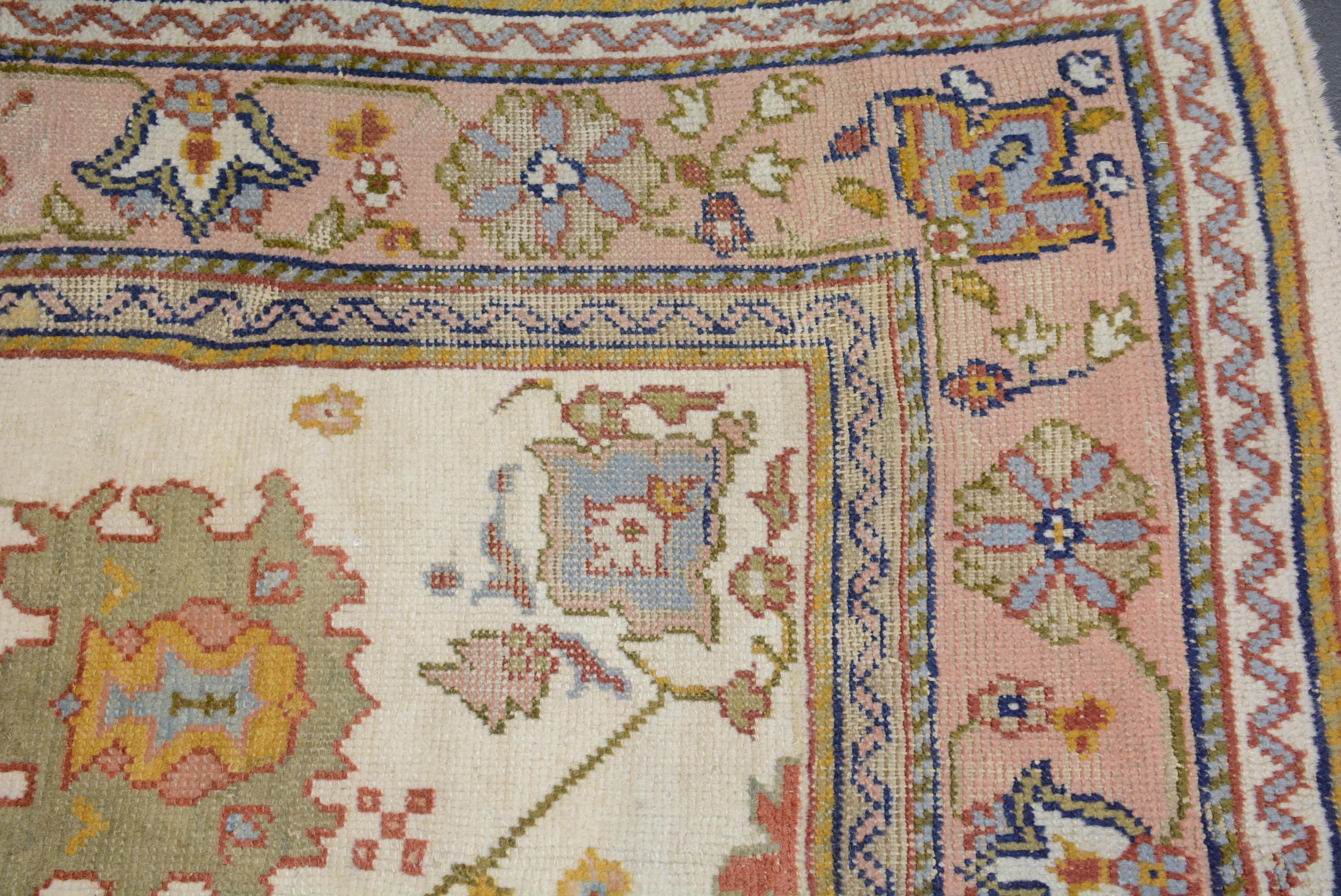 Vintage Turkish Oushak Carpet For Sale 1